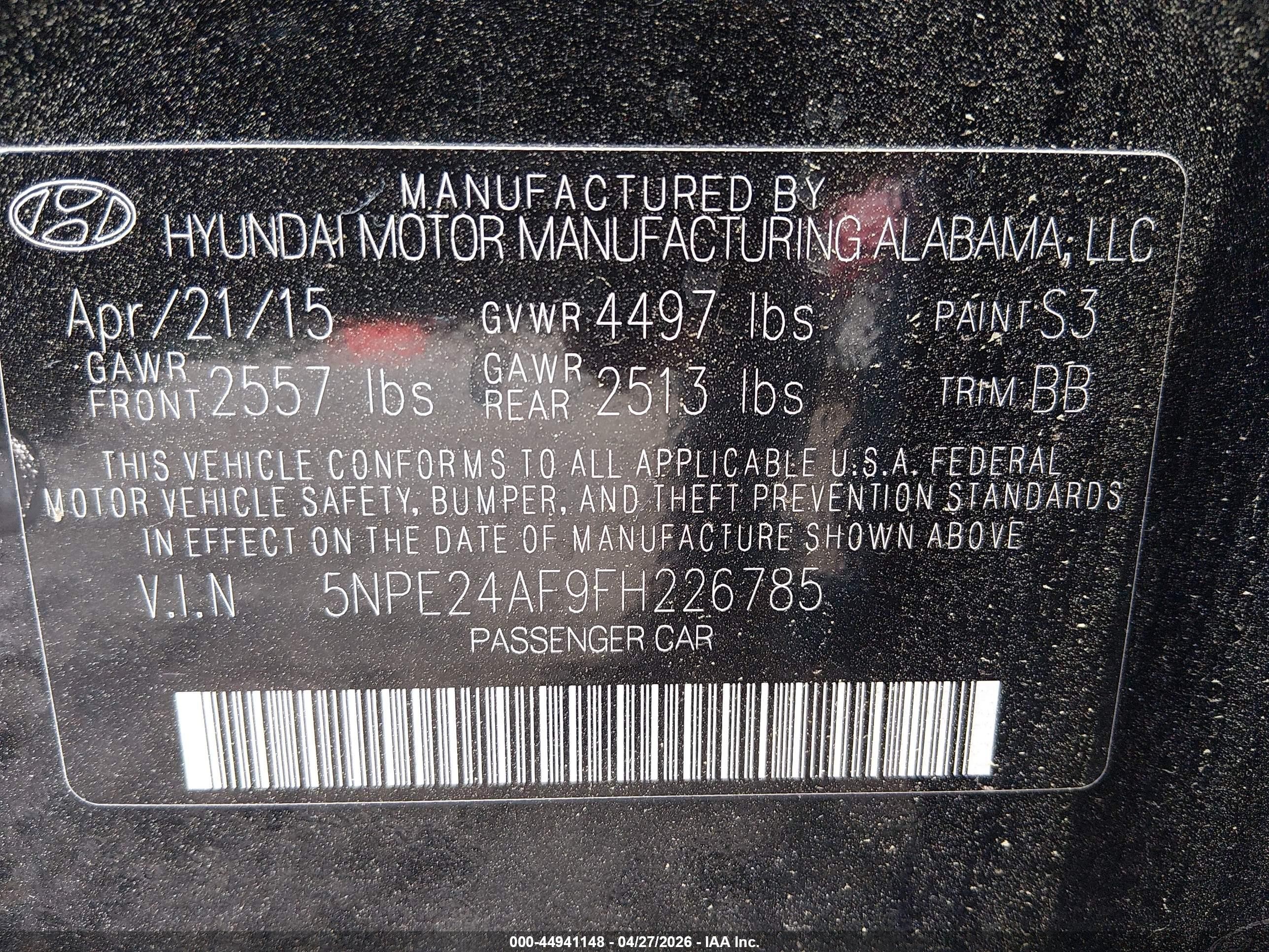 2015 Hyundai Sonata Se Black vin: 5NPE24AF9FH226785