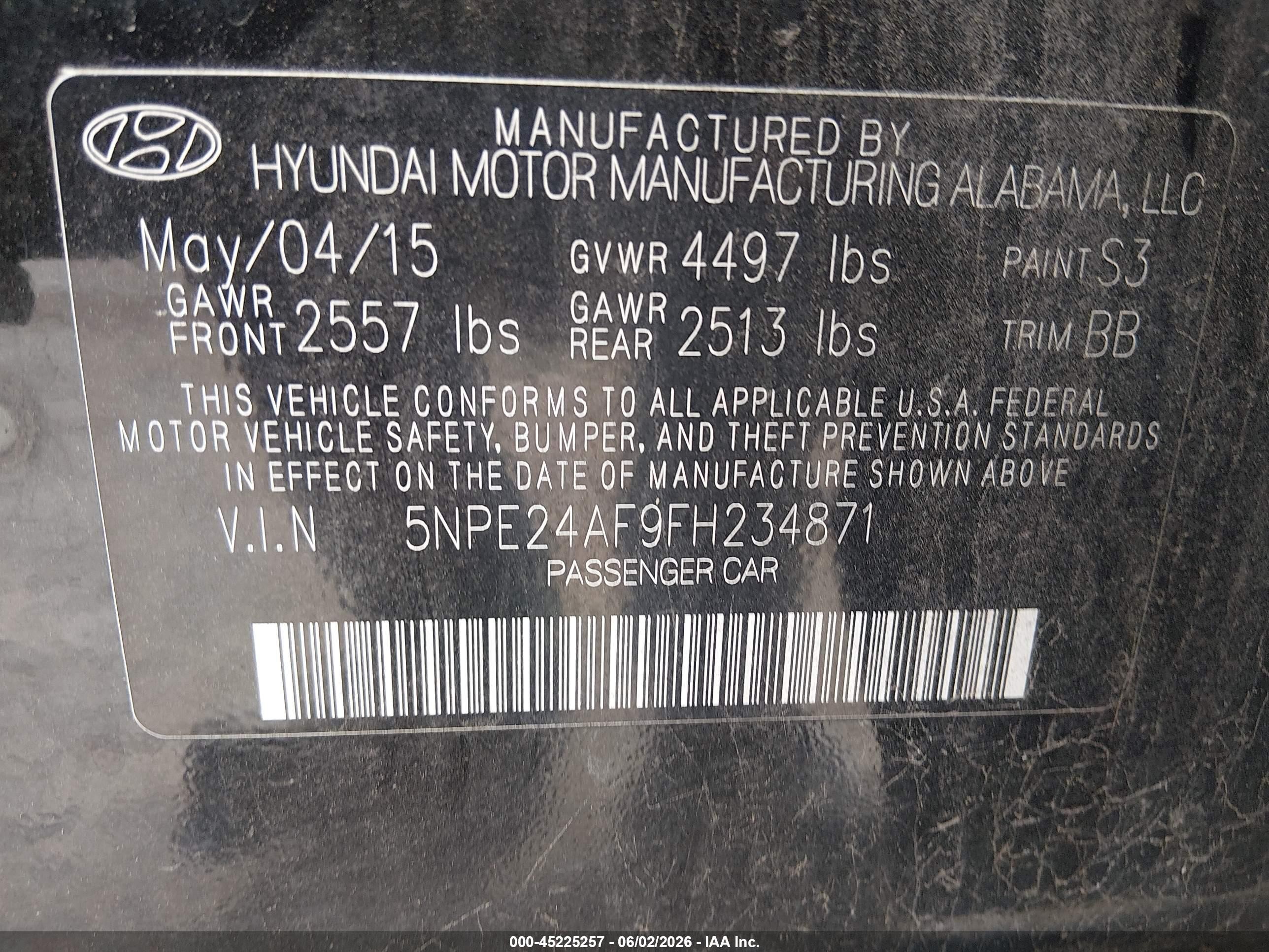 2015 Hyundai Sonata Se Black vin: 5NPE24AF9FH234871