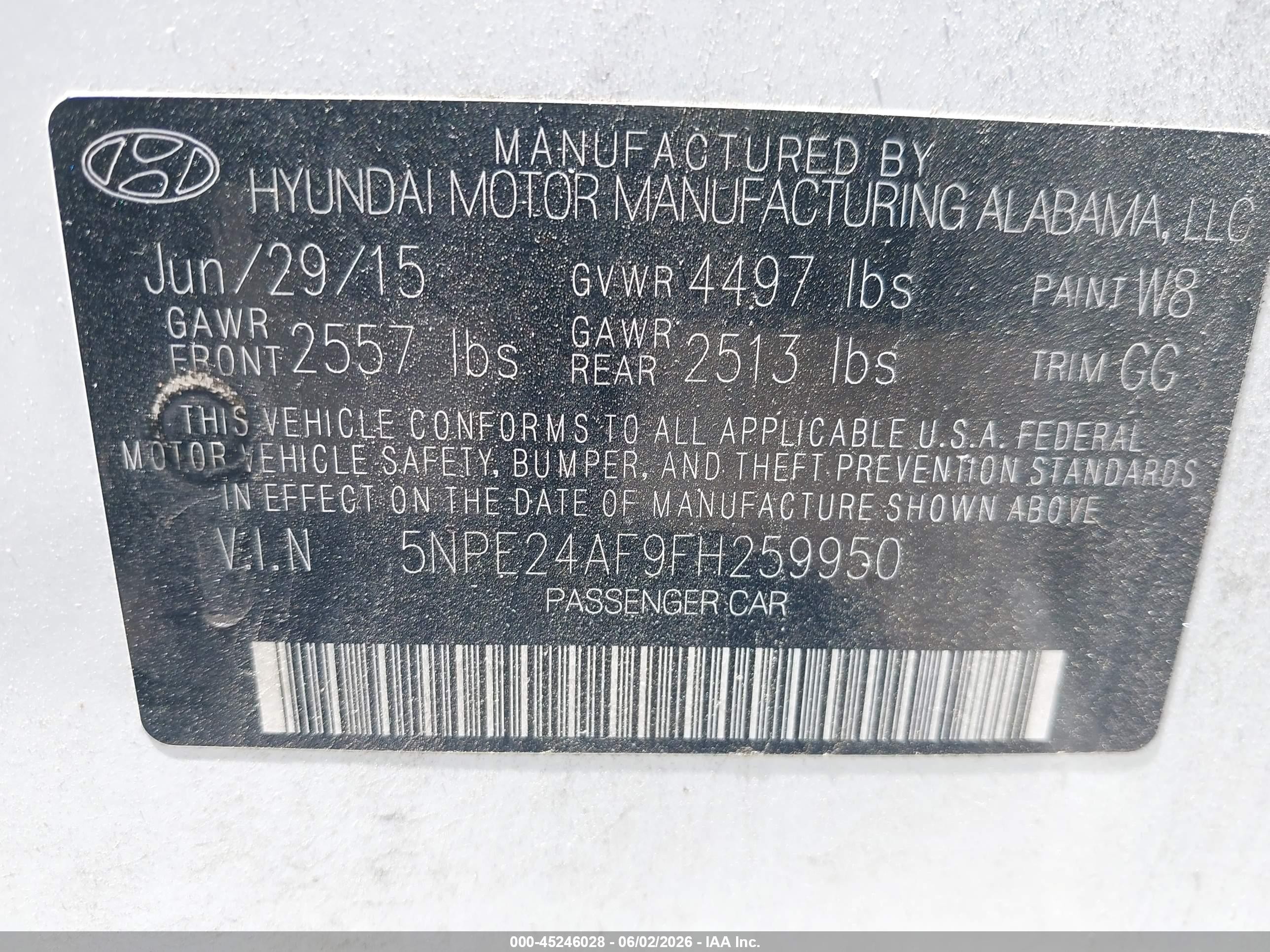 2015 Hyundai Sonata Se White vin: 5NPE24AF9FH259950