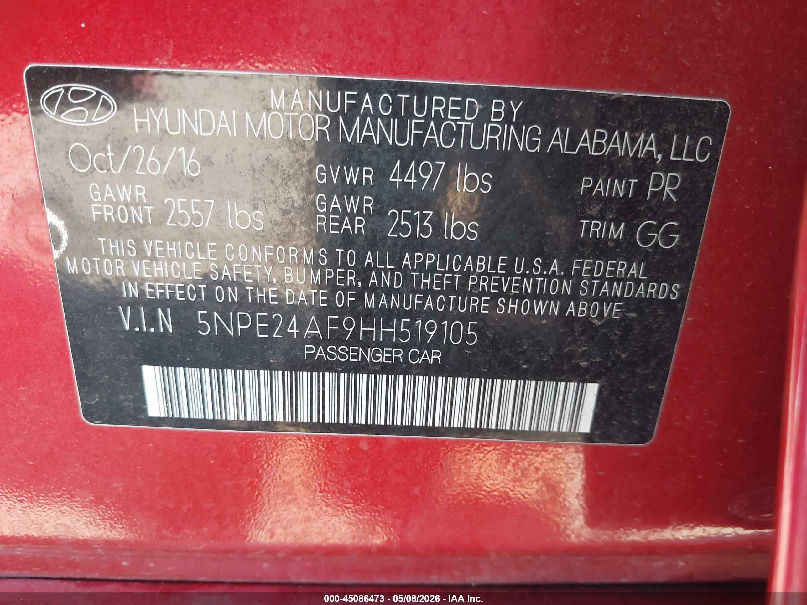 2017 Hyundai Sonata Красный vin: 5NPE24AF9HH519105
