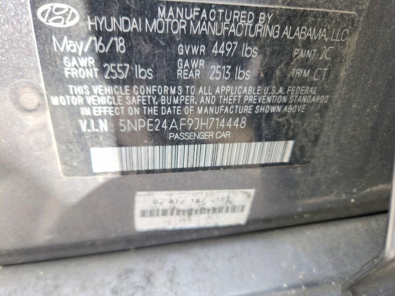 2018 Hyundai Sonata Se Gray vin: 5NPE24AF9JH714448