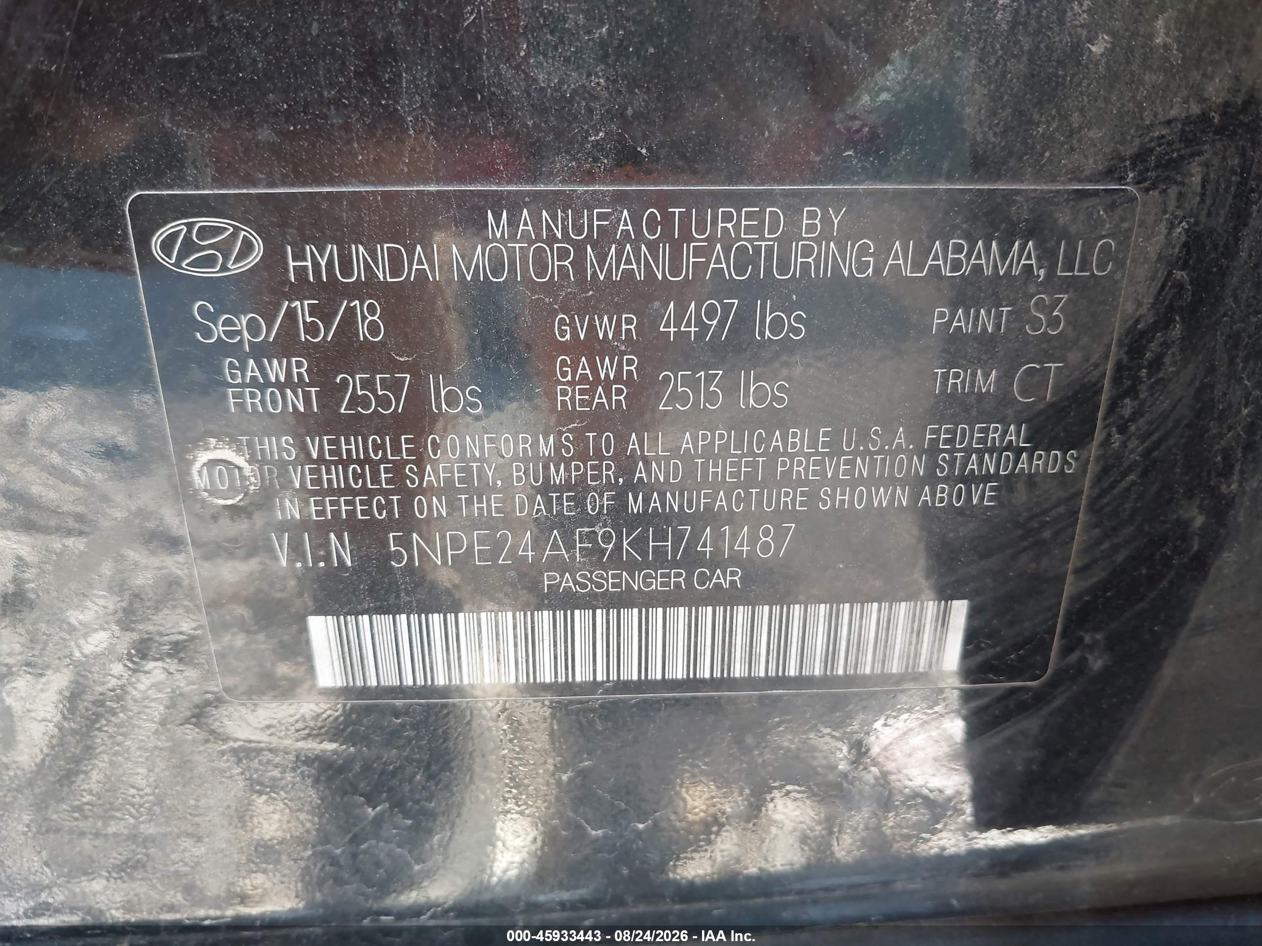 2019 Hyundai Sonata Se Black vin: 5NPE24AF9KH741487