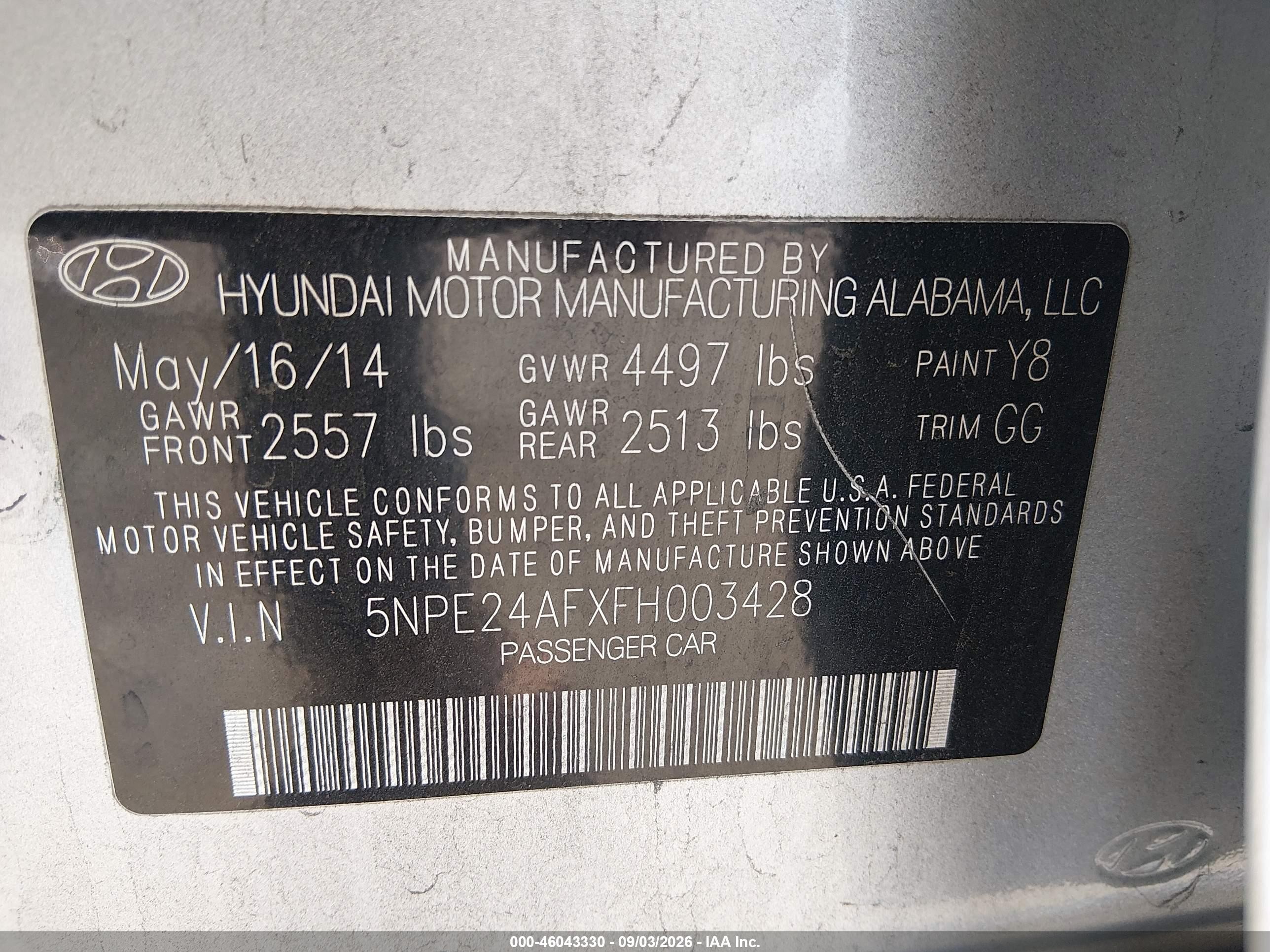 2015 Hyundai Sonata Se Silver vin: 5NPE24AFXFH003428