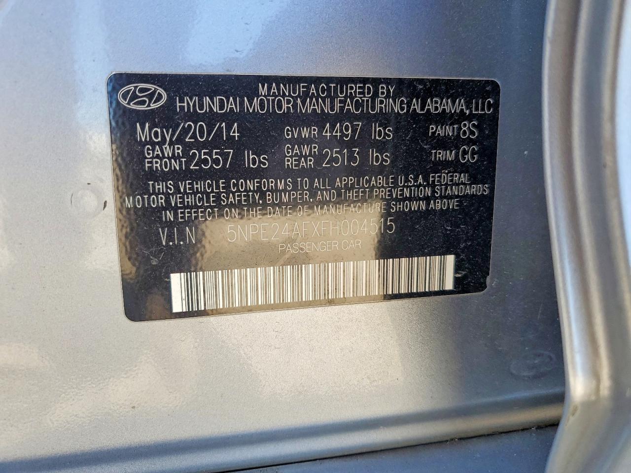 2015 Hyundai Sonata Se Silver vin: 5NPE24AFXFH004515