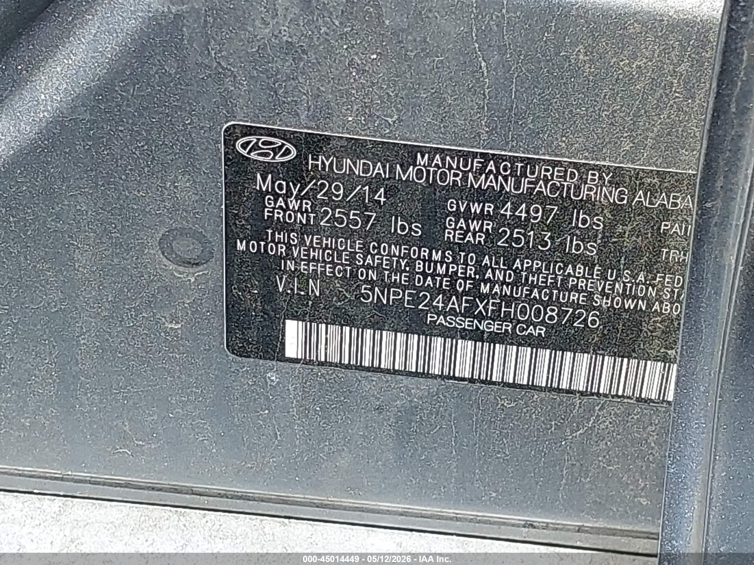 2015 Hyundai Sonata Se Silver vin: 5NPE24AFXFH008726