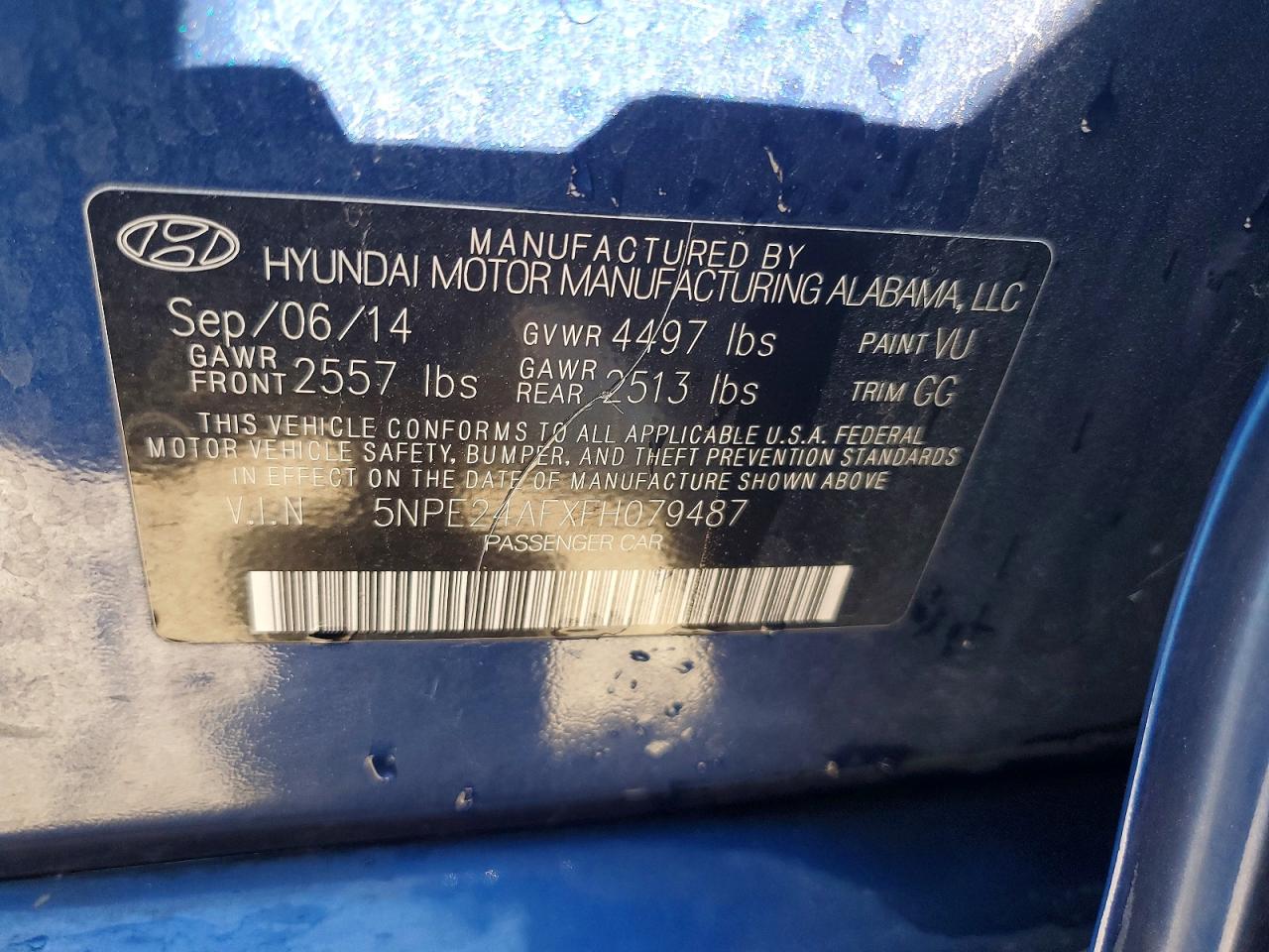 2015 Hyundai Sonata Se Синий vin: 5NPE24AFXFH079487