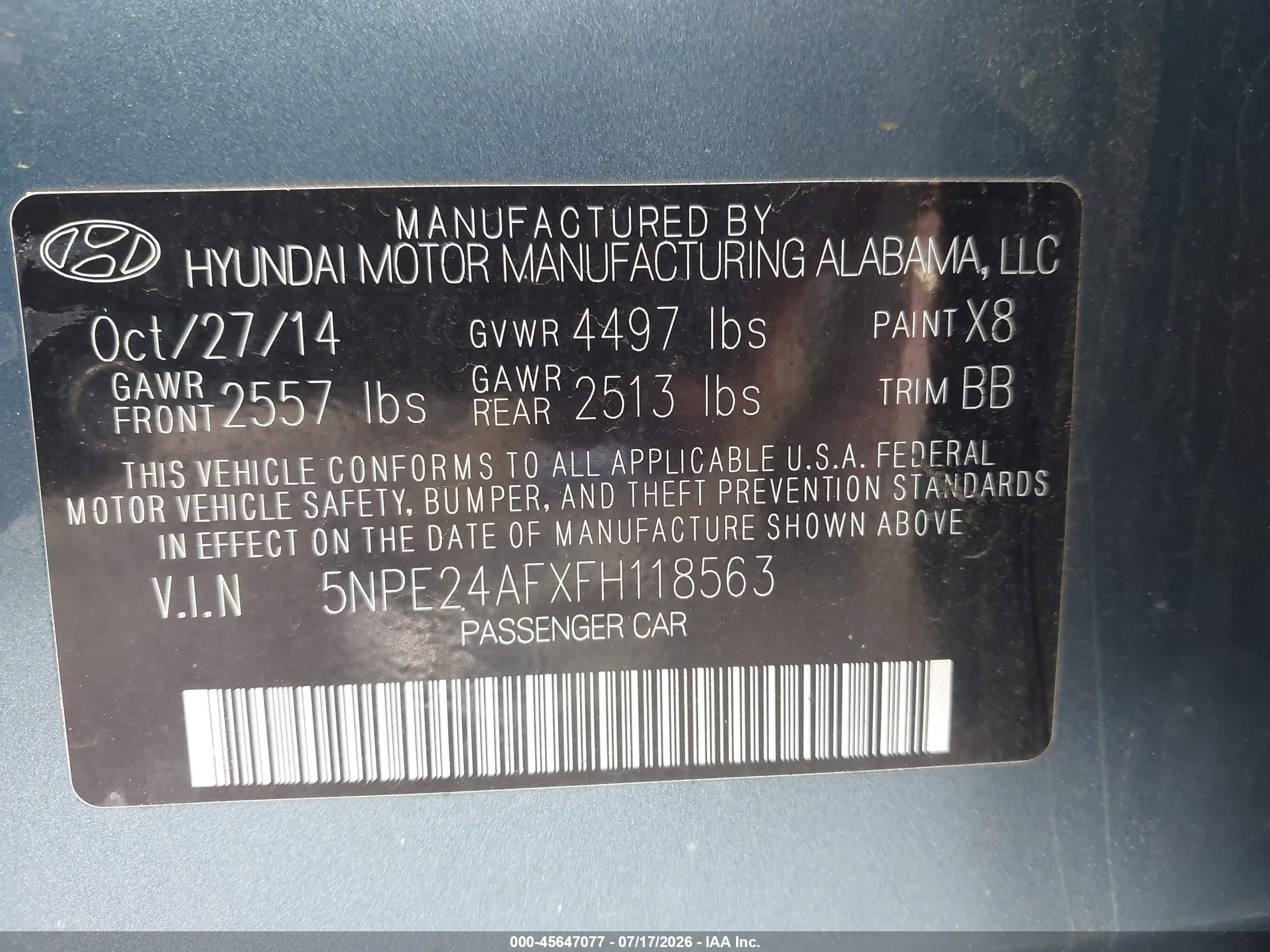 2015 Hyundai Sonata Se Blue vin: 5NPE24AFXFH118563