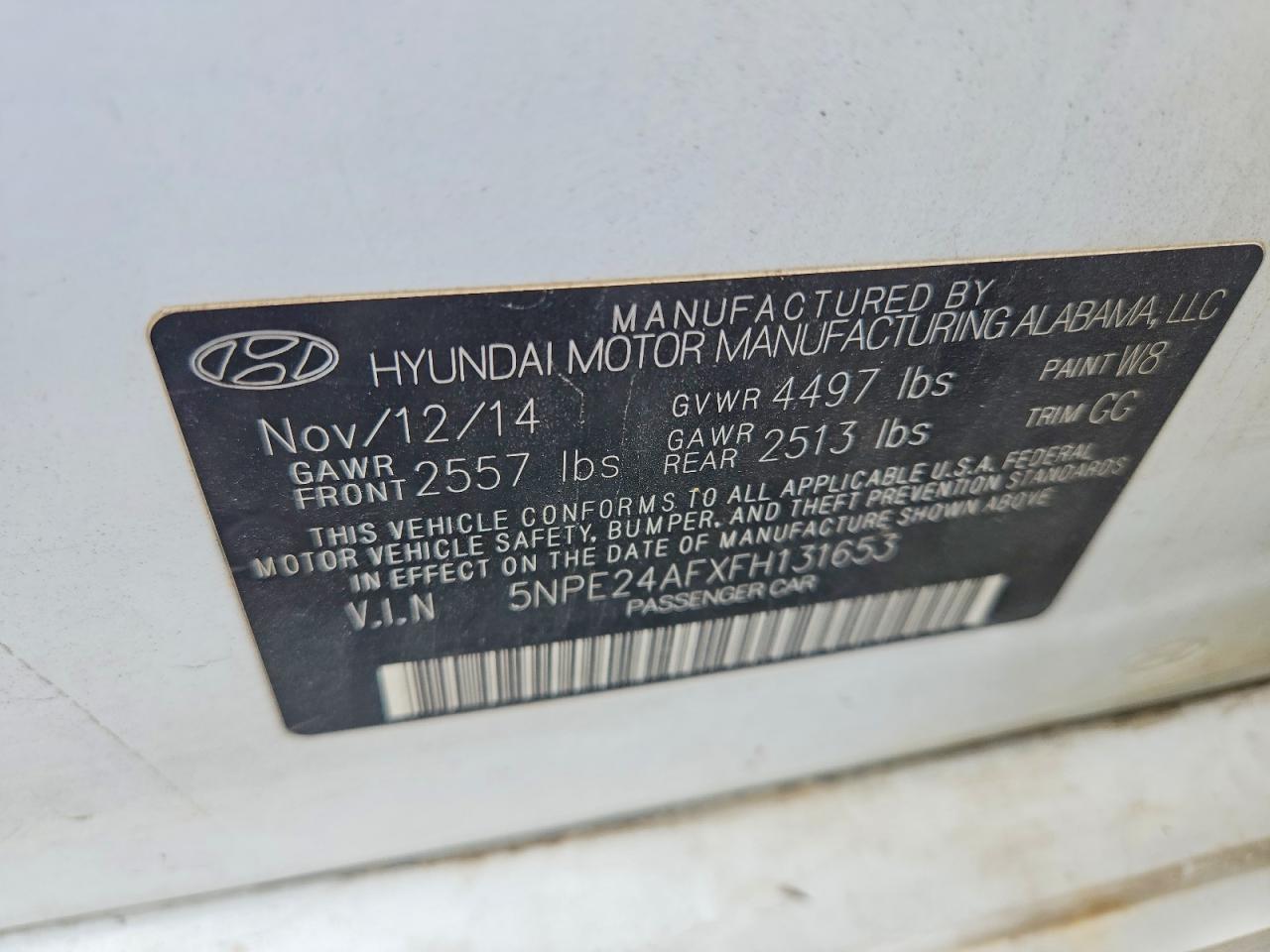 2015 Hyundai Sonata Se White vin: 5NPE24AFXFH131653