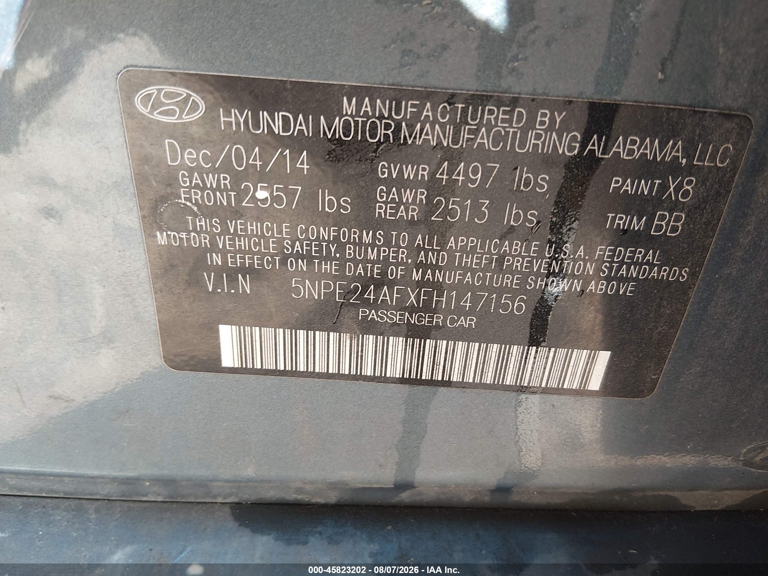 2015 Hyundai Sonata Se Blue vin: 5NPE24AFXFH147156