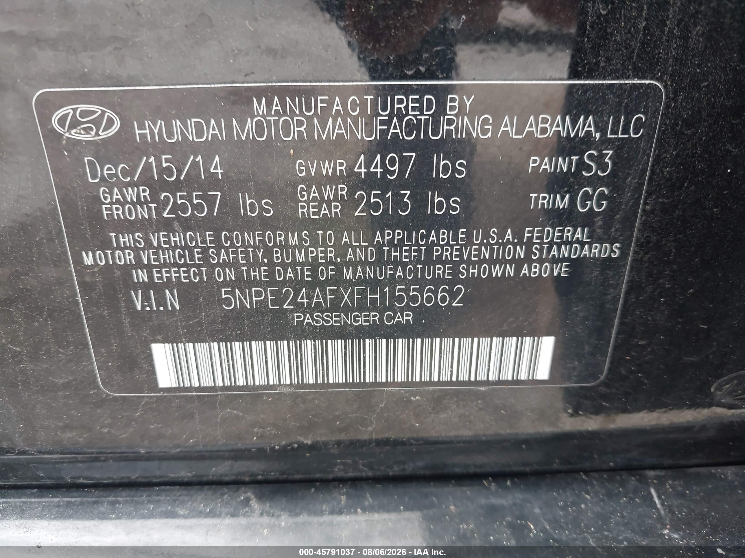 2015 Hyundai Sonata Se Black vin: 5NPE24AFXFH155662