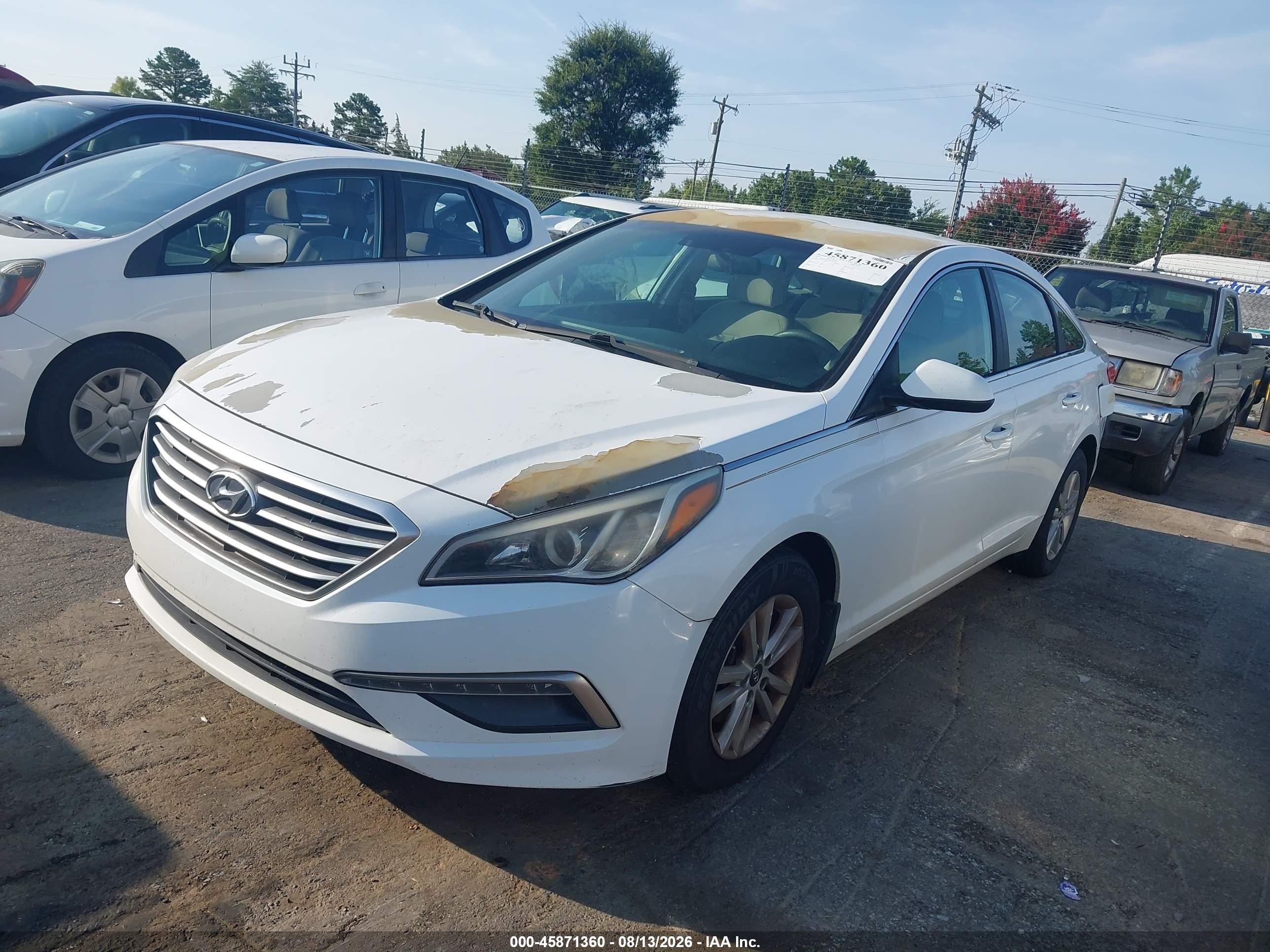 2015 Hyundai Sonata Se White vin: 5NPE24AFXFH174907