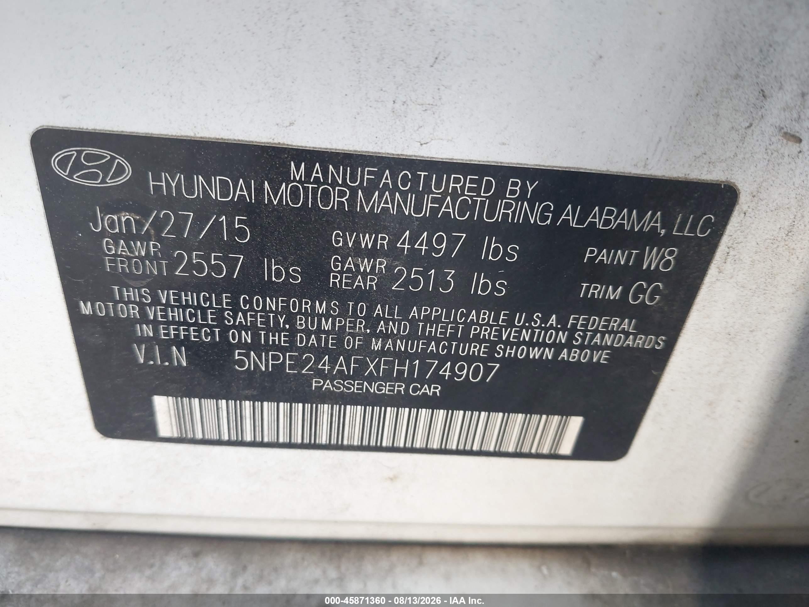 2015 Hyundai Sonata Se White vin: 5NPE24AFXFH174907