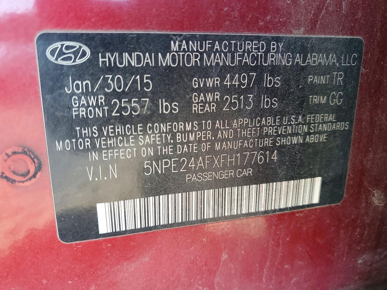 2015 Hyundai Sonata Se Red vin: 5NPE24AFXFH177614
