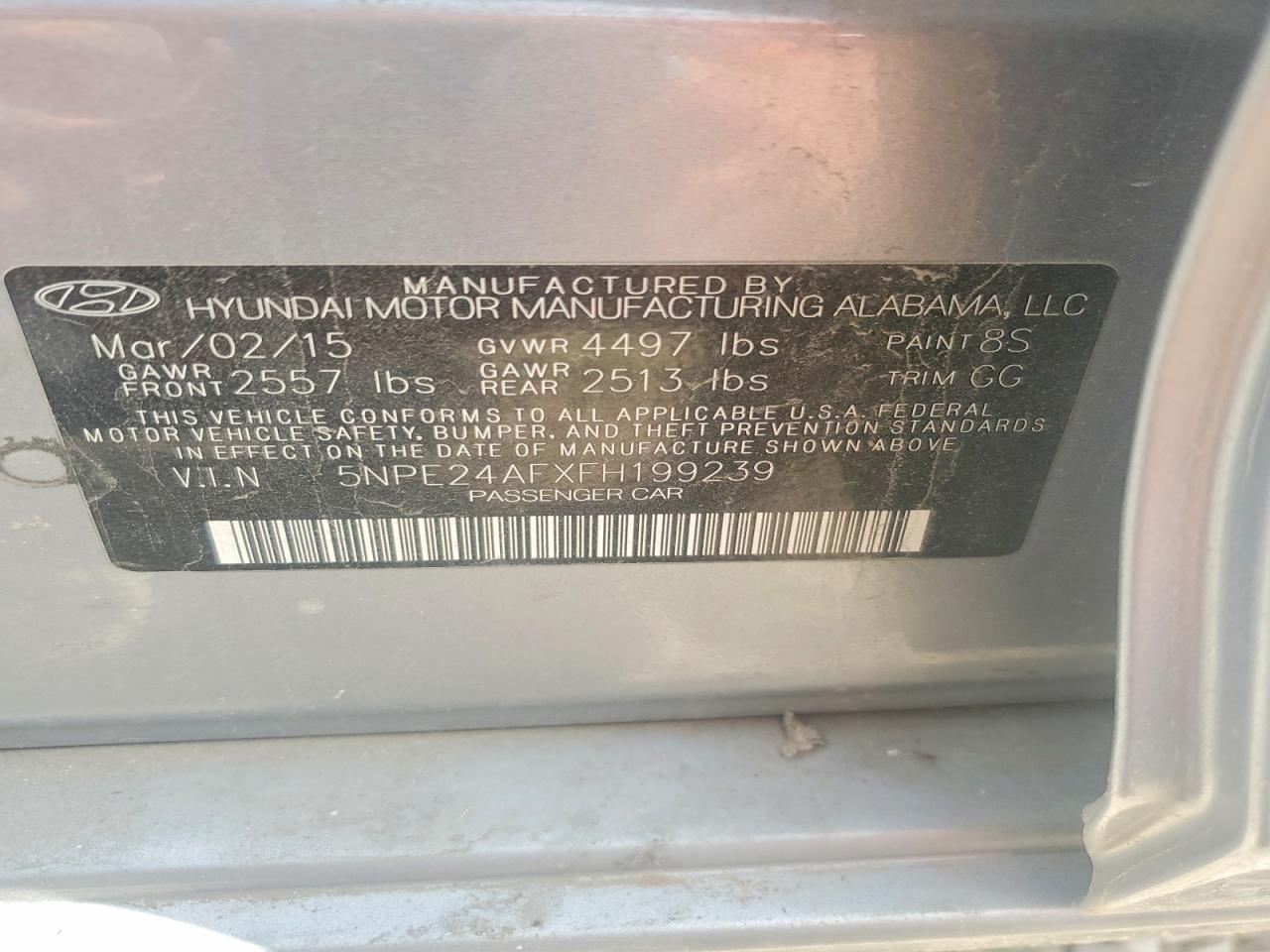 2015 Hyundai Sonata Silver vin: 5NPE24AFXFH199239