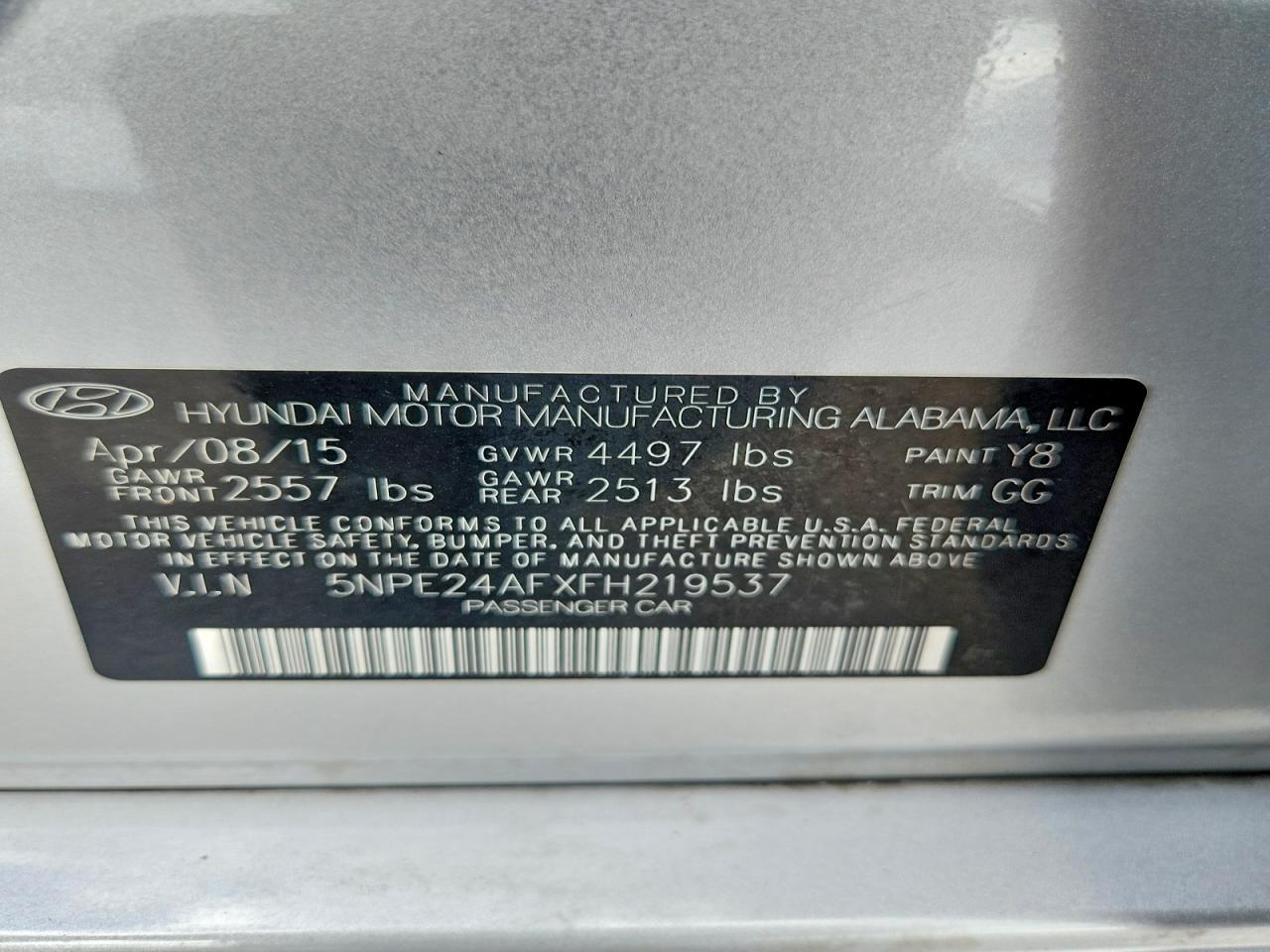 2015 Hyundai Sonata Se Silver vin: 5NPE24AFXFH219537
