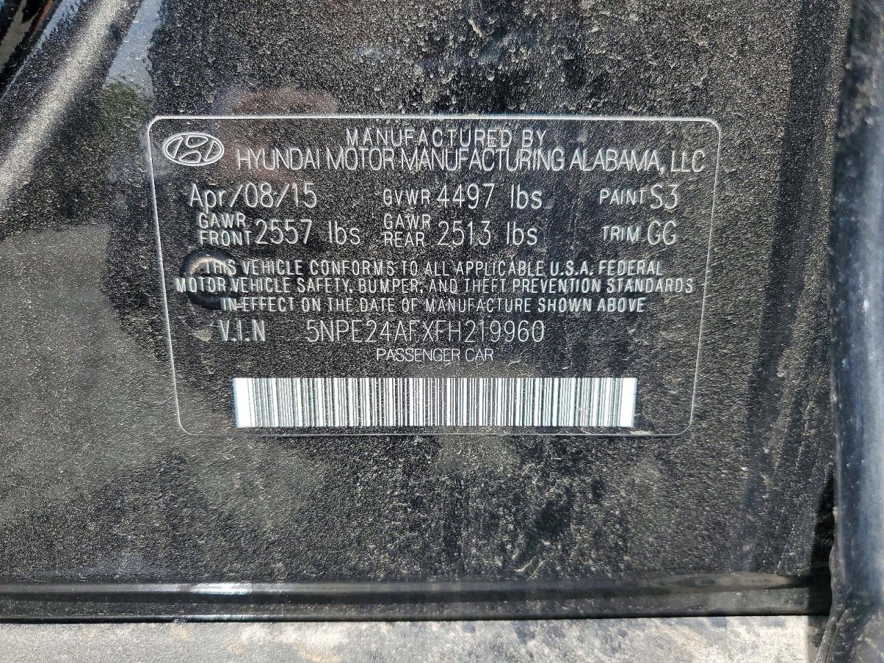 2015 Hyundai Sonata Se Black vin: 5NPE24AFXFH219960