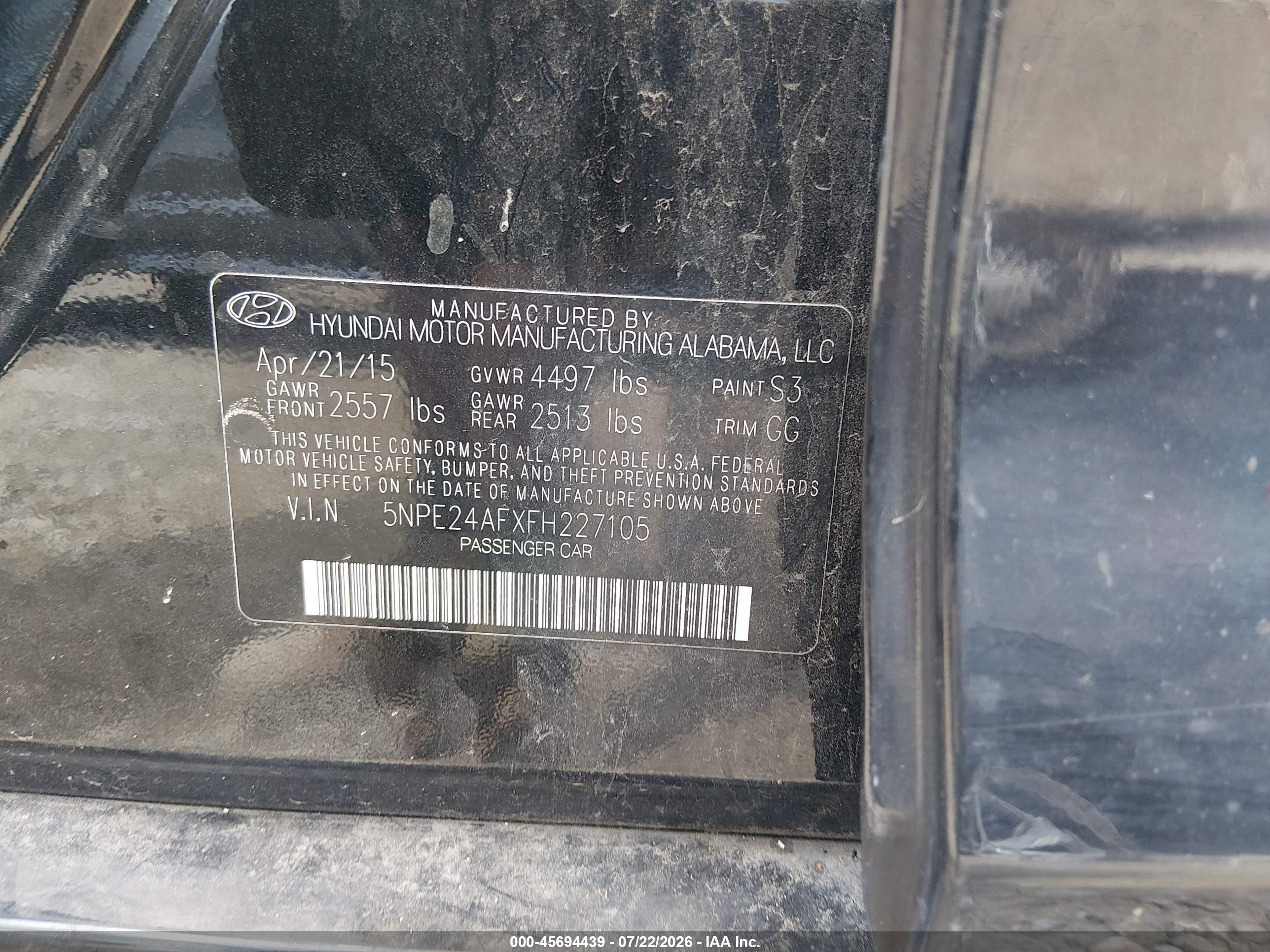 2015 Hyundai Sonata Se Black vin: 5NPE24AFXFH227105