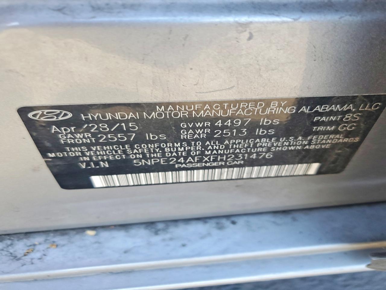 2015 Hyundai Sonata Se Silver vin: 5NPE24AFXFH231476