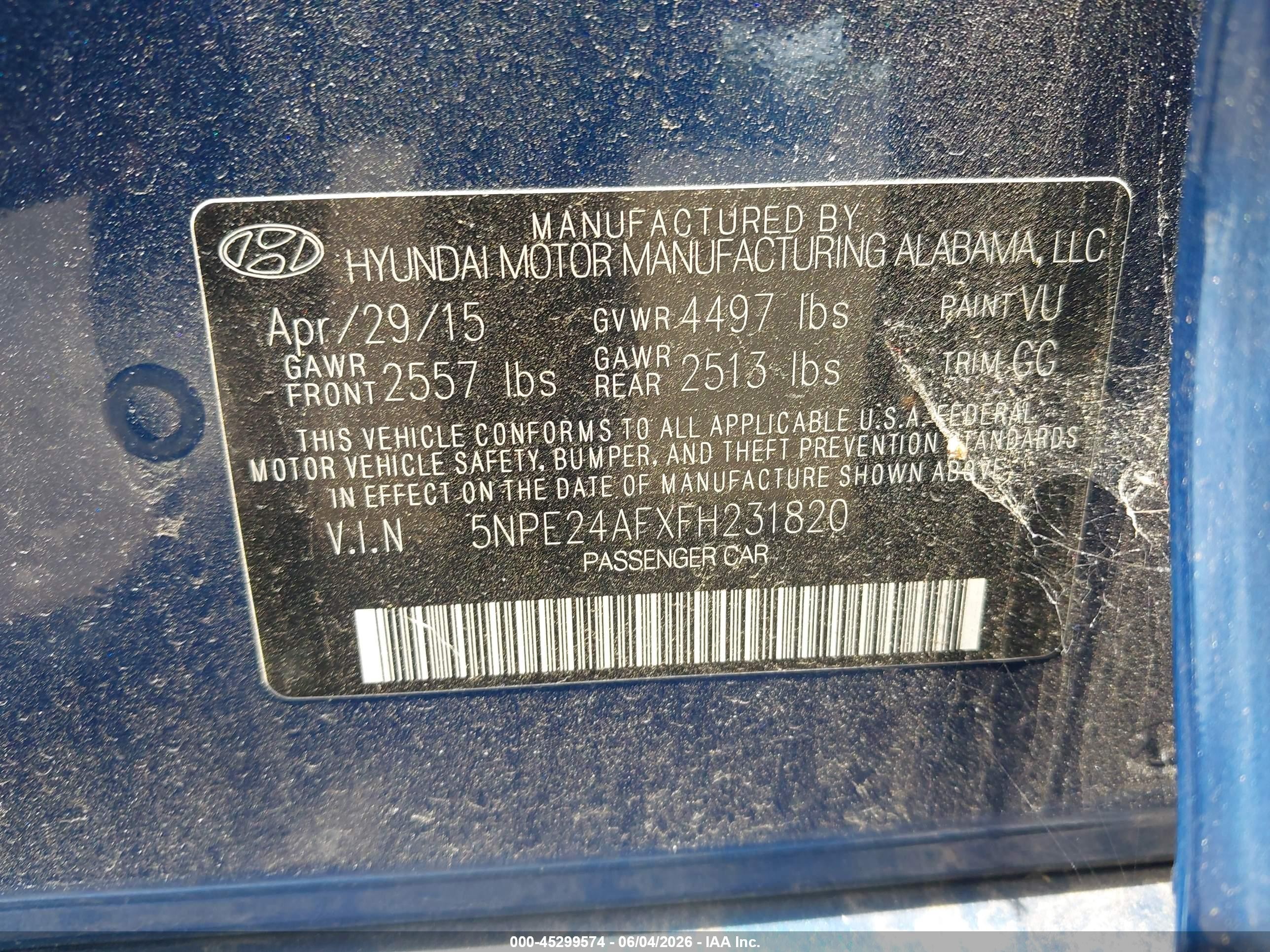 2015 Hyundai Sonata Se Синий vin: 5NPE24AFXFH231820