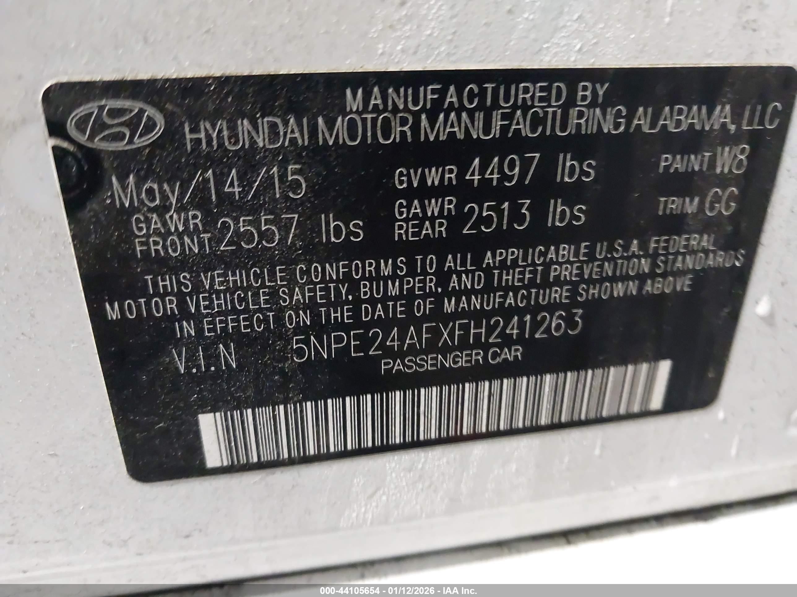 2015 Hyundai Sonata Se White vin: 5NPE24AFXFH241263