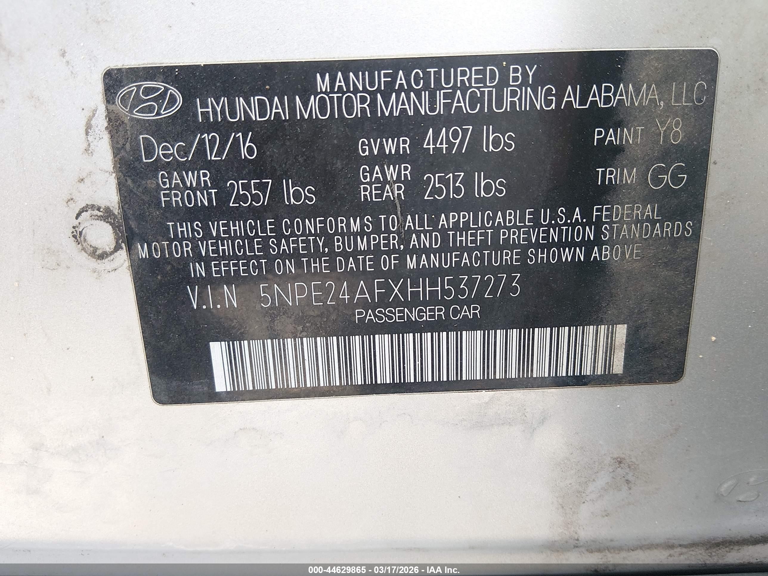 2017 Hyundai Sonata   Серебряный vin: 5NPE24AFXHH537273