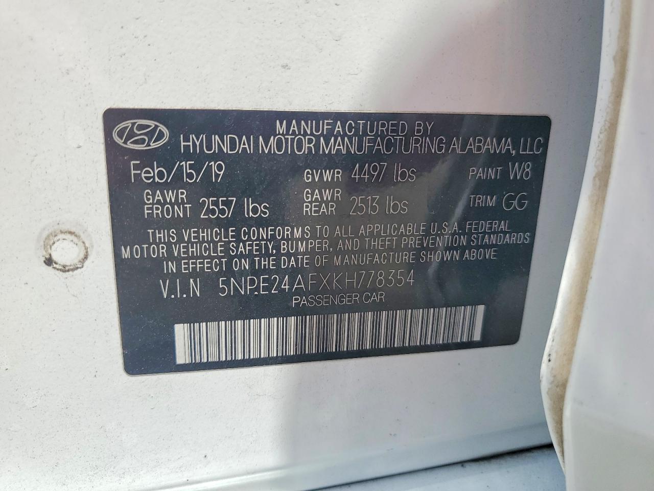 2019 Hyundai Sonata Se White vin: 5NPE24AFXKH778354