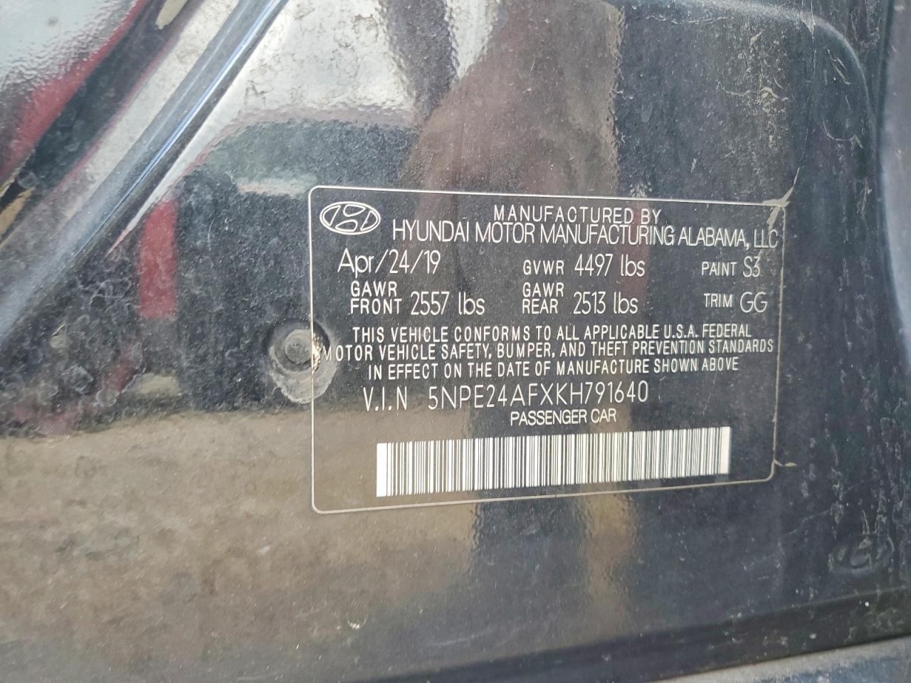 2019 Hyundai Sonata Se Black vin: 5NPE24AFXKH791640