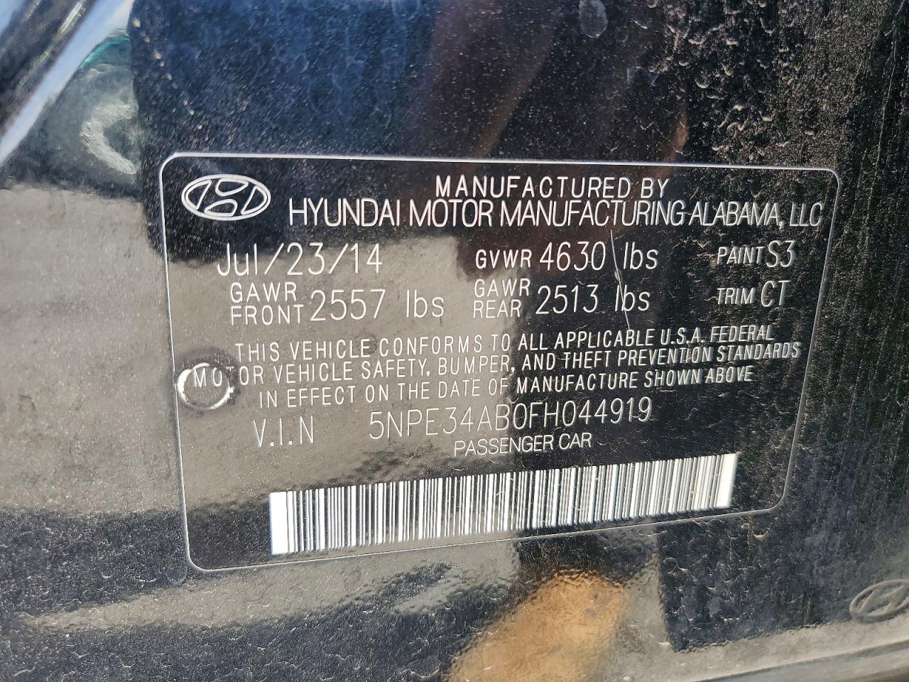 2015 Hyundai Sonata Sport 2.0t Black vin: 5NPE34AB0FH044919