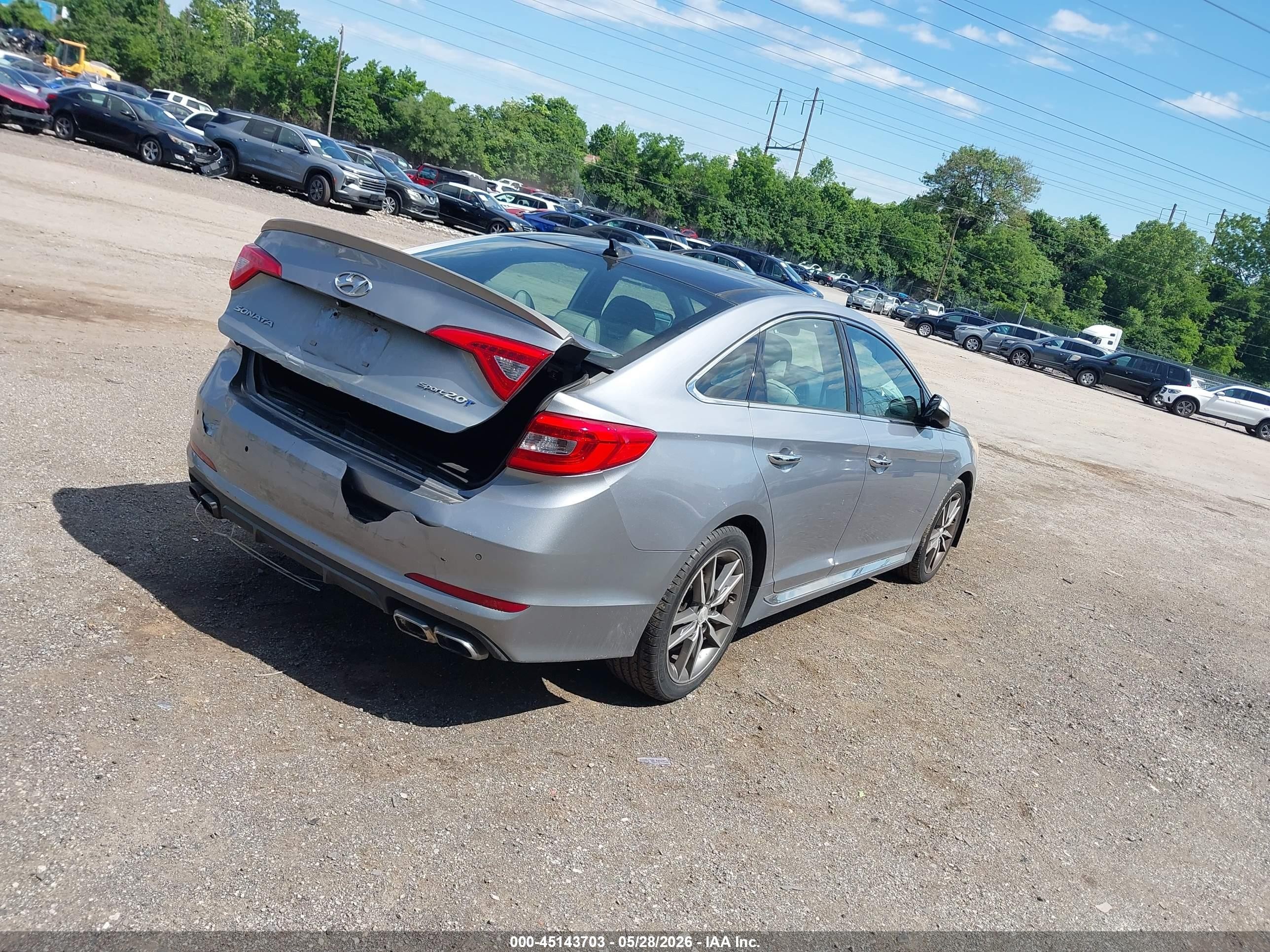 2015 Hyundai Sonata Sport 2.0t Серый vin: 5NPE34AB1FH038580