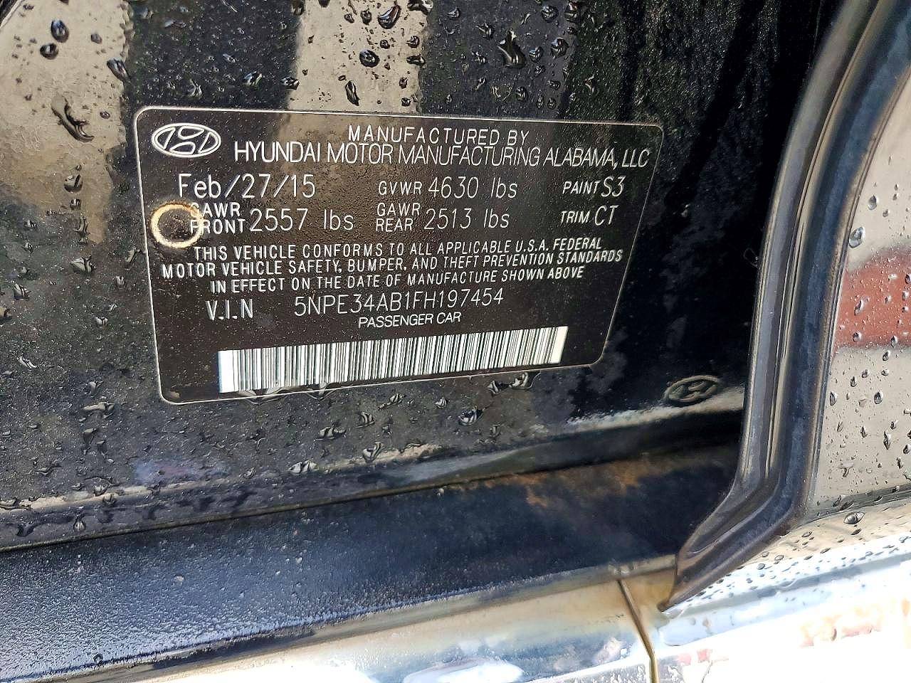 2015 Hyundai Sonata Limited 2.0t Black vin: 5NPE34AB1FH197454