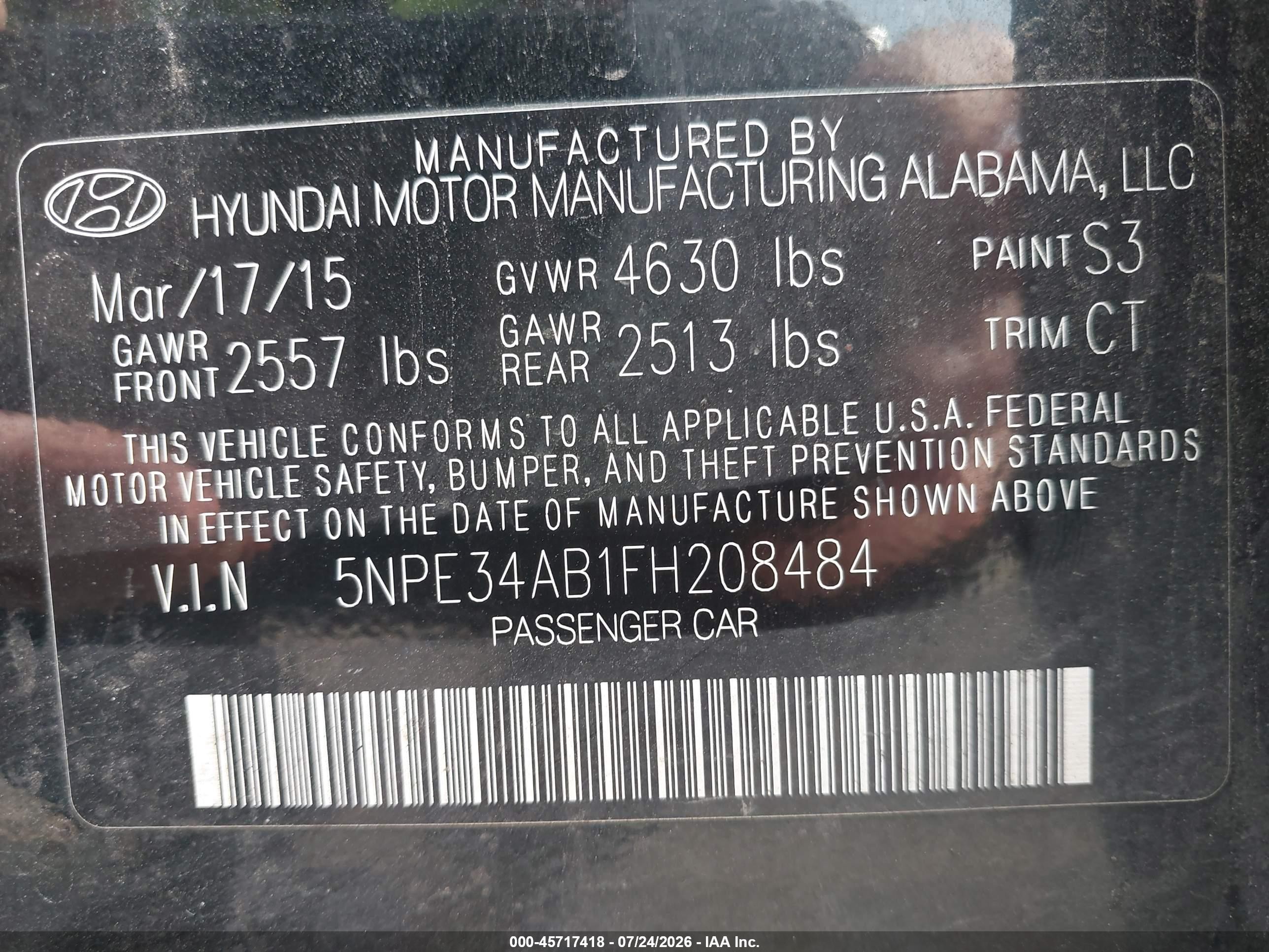 2015 Hyundai Sonata Sport 2.0t Black vin: 5NPE34AB1FH208484