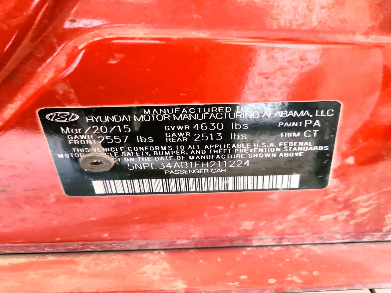 2015 Hyundai Sonata Sport 2.0t Orange vin: 5NPE34AB1FH211224