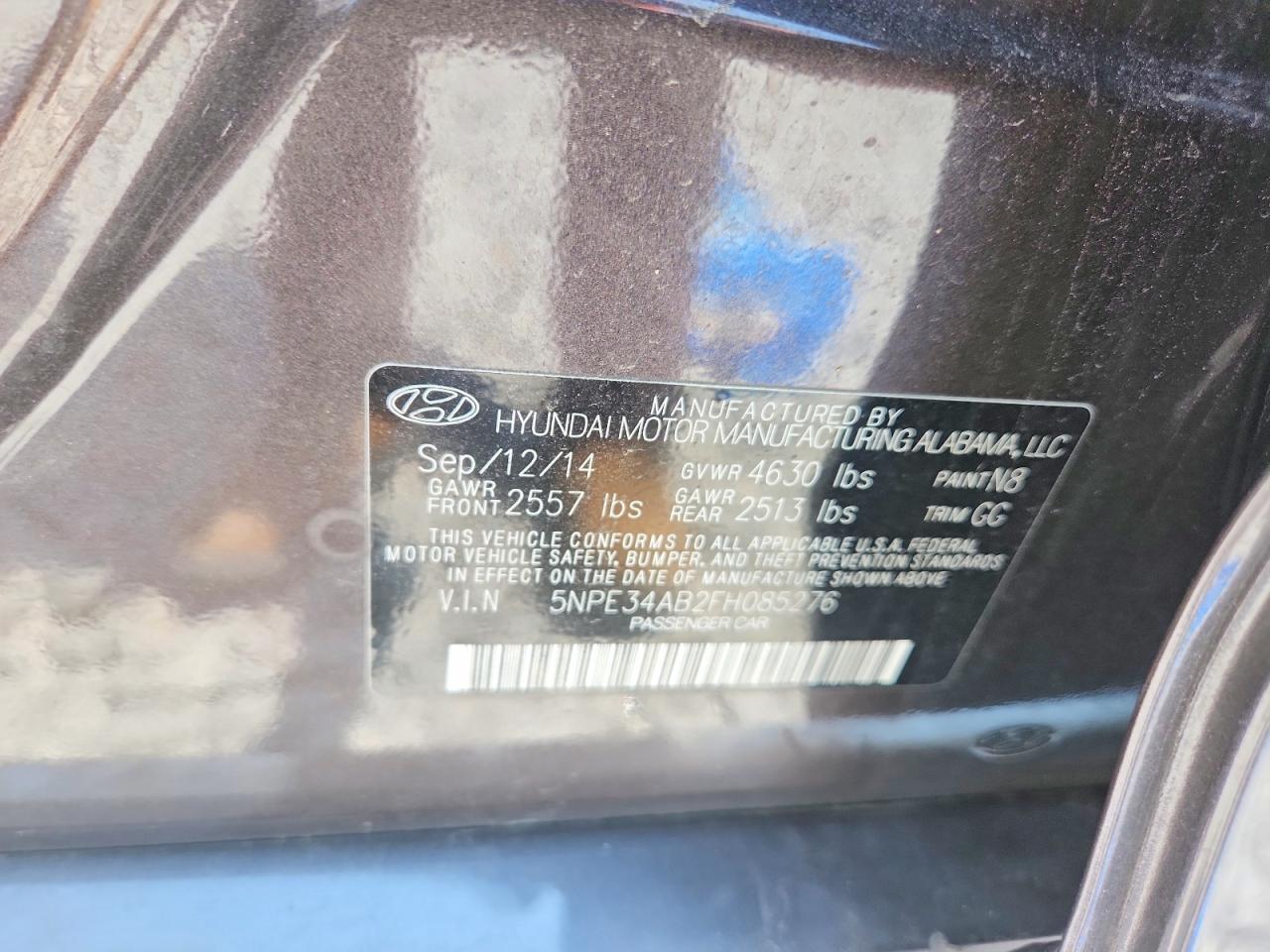 2015 Hyundai Sonata Sport 2.0t Gray vin: 5NPE34AB2FH085276