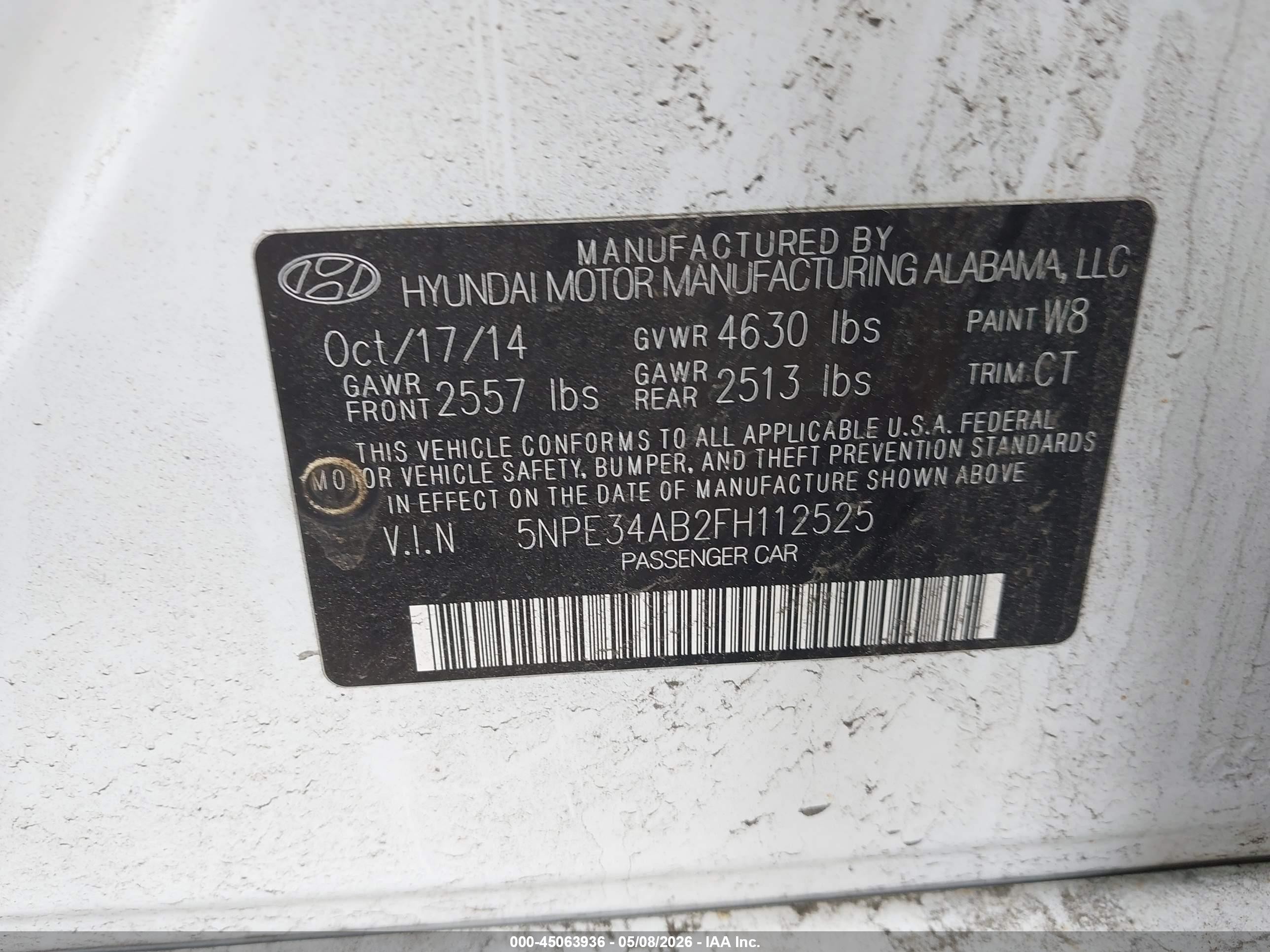 2015 Hyundai Sonata Limited 2.0t White vin: 5NPE34AB2FH112525