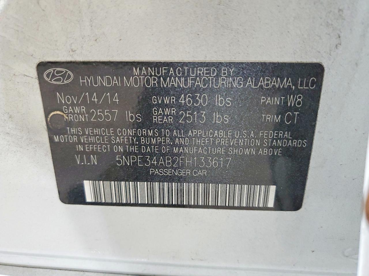 2015 Hyundai Sonata Limited 2.0t Silver vin: 5NPE34AB2FH133617