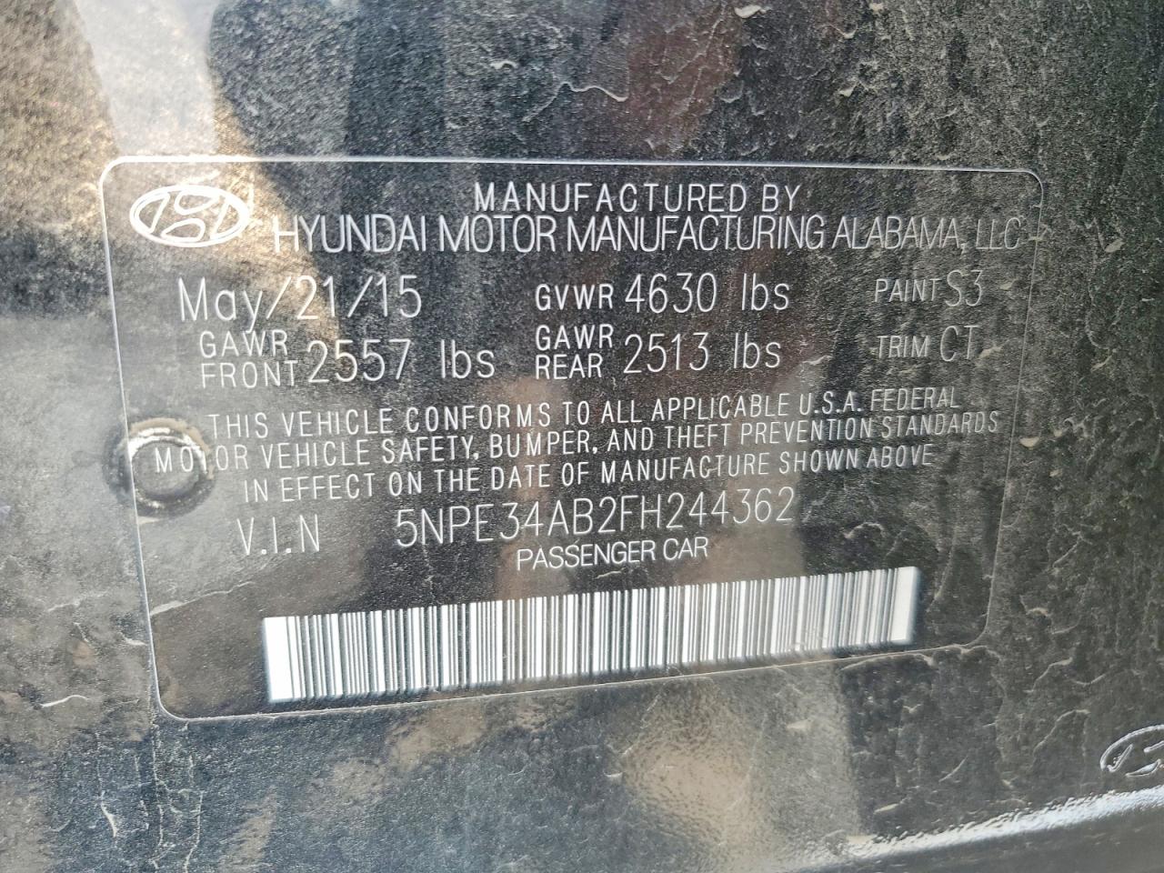 2015 Hyundai Sonata Limited 2.0t Черный vin: 5NPE34AB2FH244362
