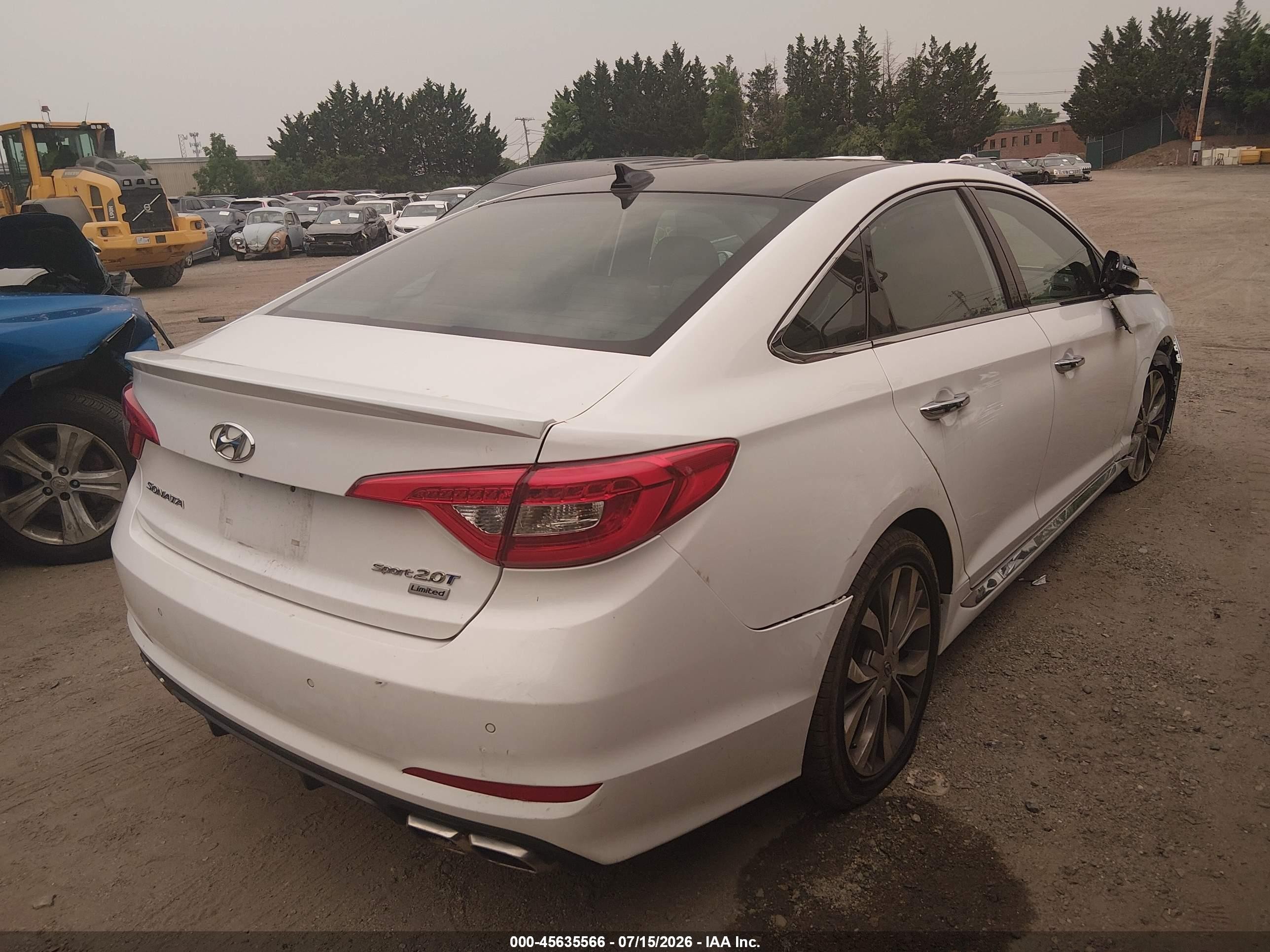 2015 Hyundai Sonata Limited 2.0t White vin: 5NPE34AB2FH257659