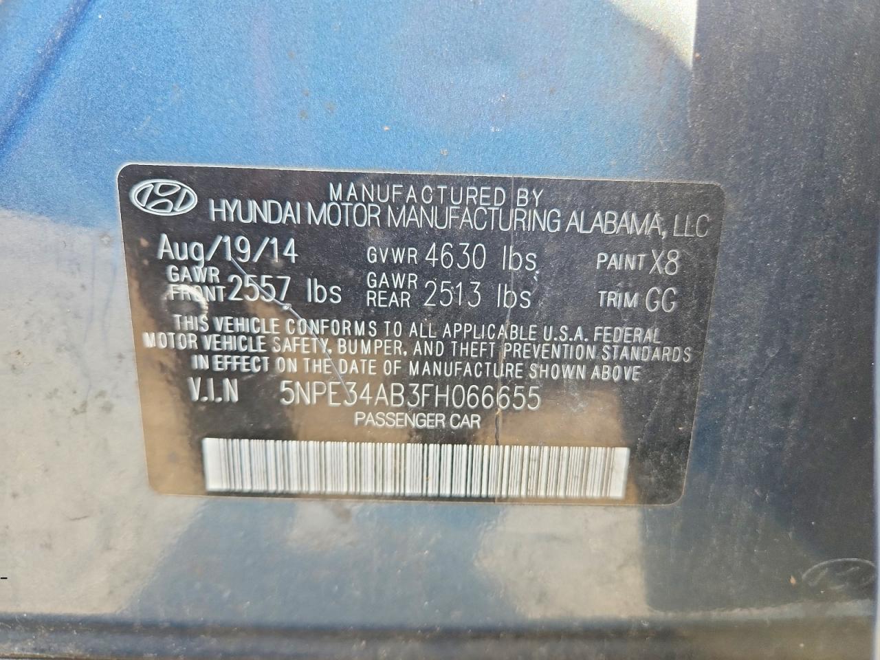 2015 Hyundai Sonata Sport 2.0t Blue vin: 5NPE34AB3FH066655