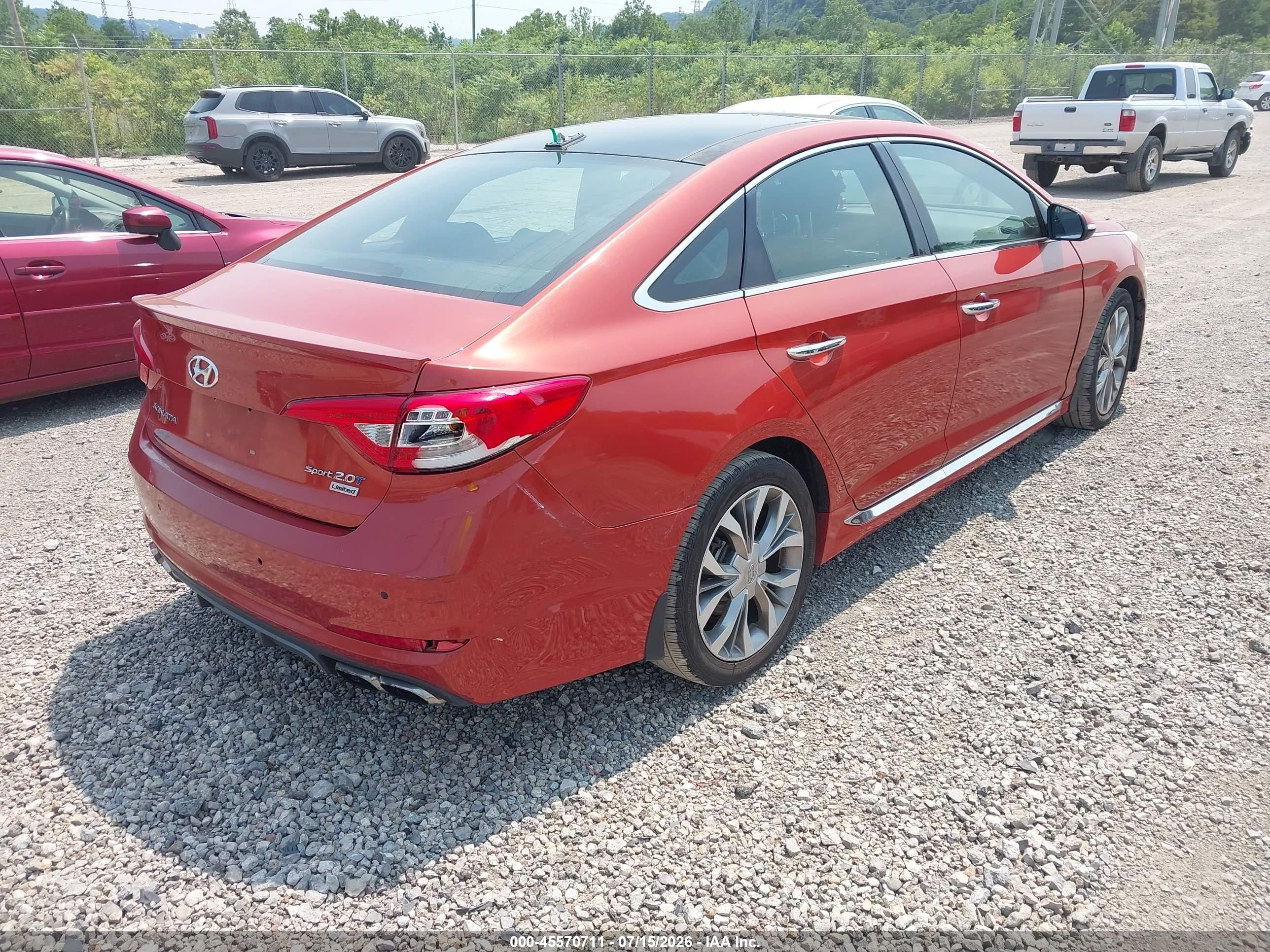 2015 Hyundai Sonata Limited 2.0t Orange vin: 5NPE34AB3FH134159