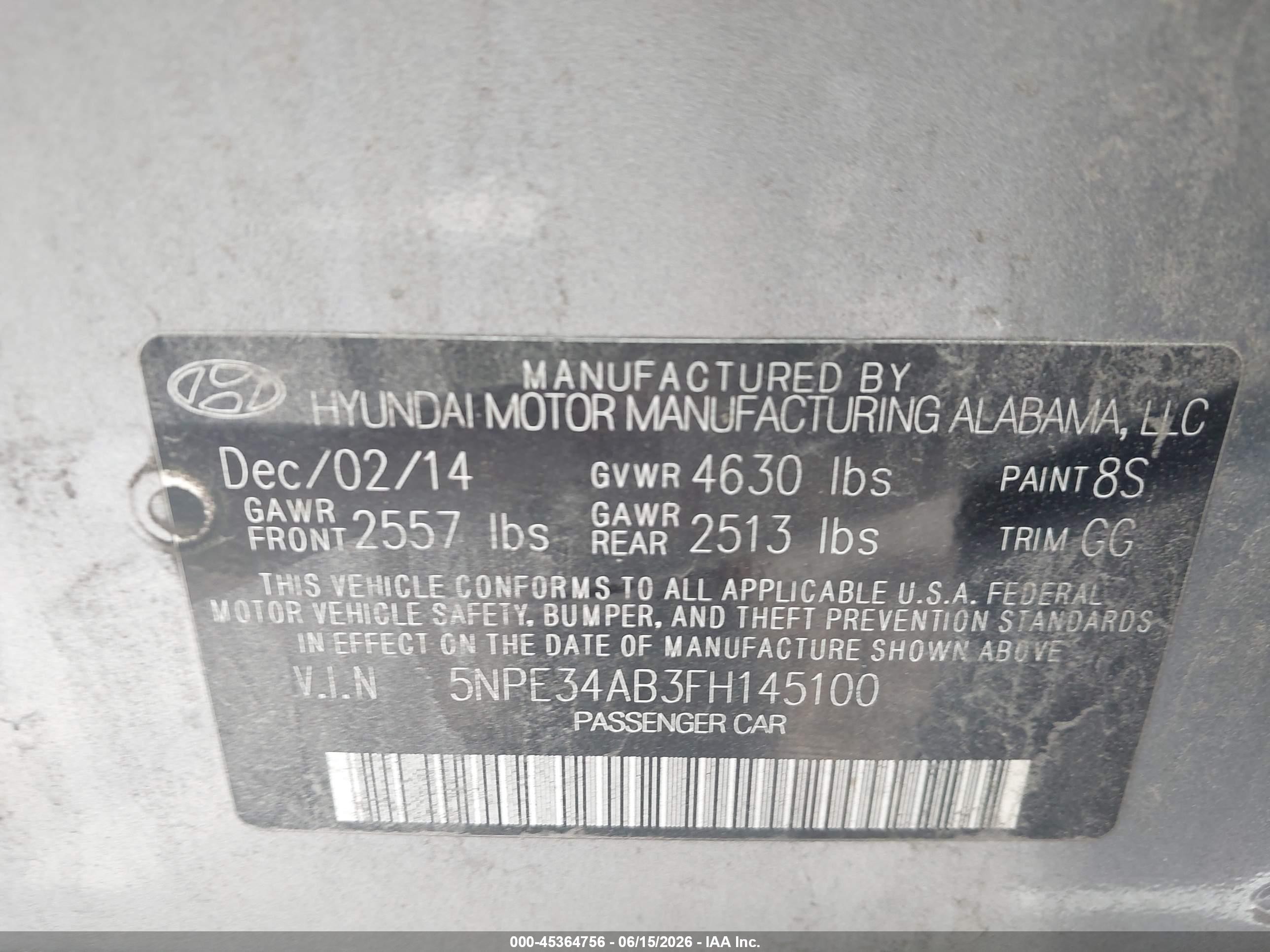 2015 Hyundai Sonata Limited 2.0t Silver vin: 5NPE34AB3FH145100