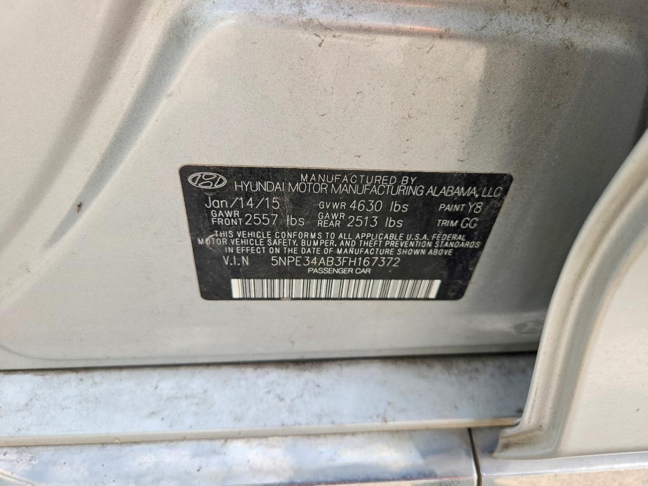 2015 Hyundai Sonata Limited 2.0t Серебряный vin: 5NPE34AB3FH167372