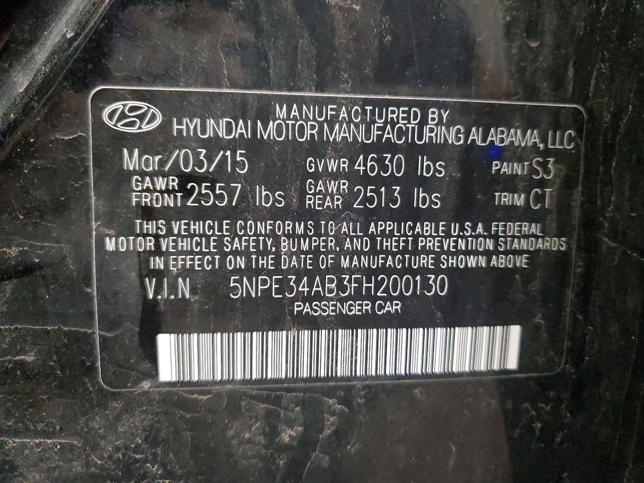 2015 Hyun Sonata Black vin: 5NPE34AB3FH200130