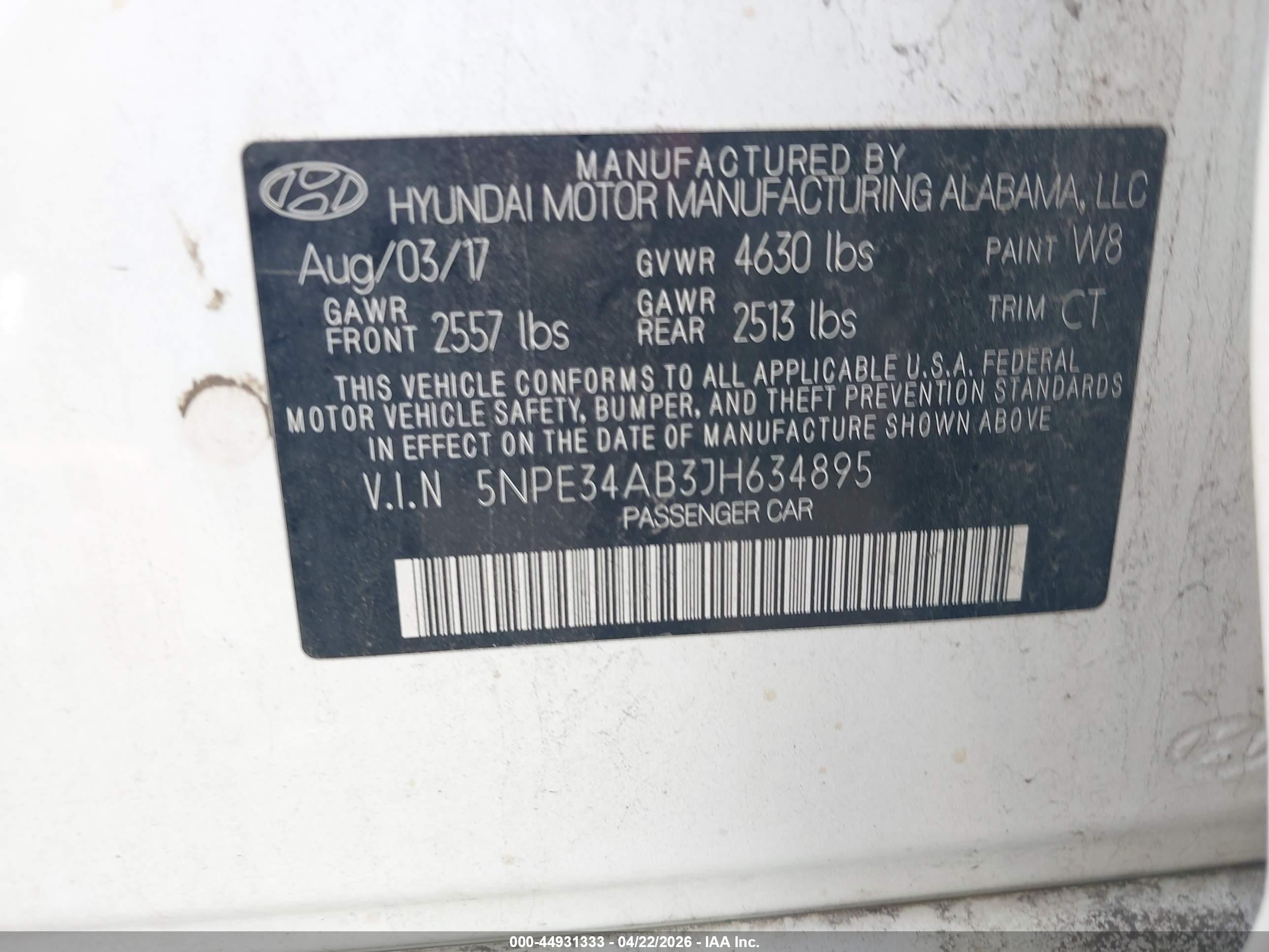 2018 Hyundai Sonata Sport 2.0t White vin: 5NPE34AB3JH634895