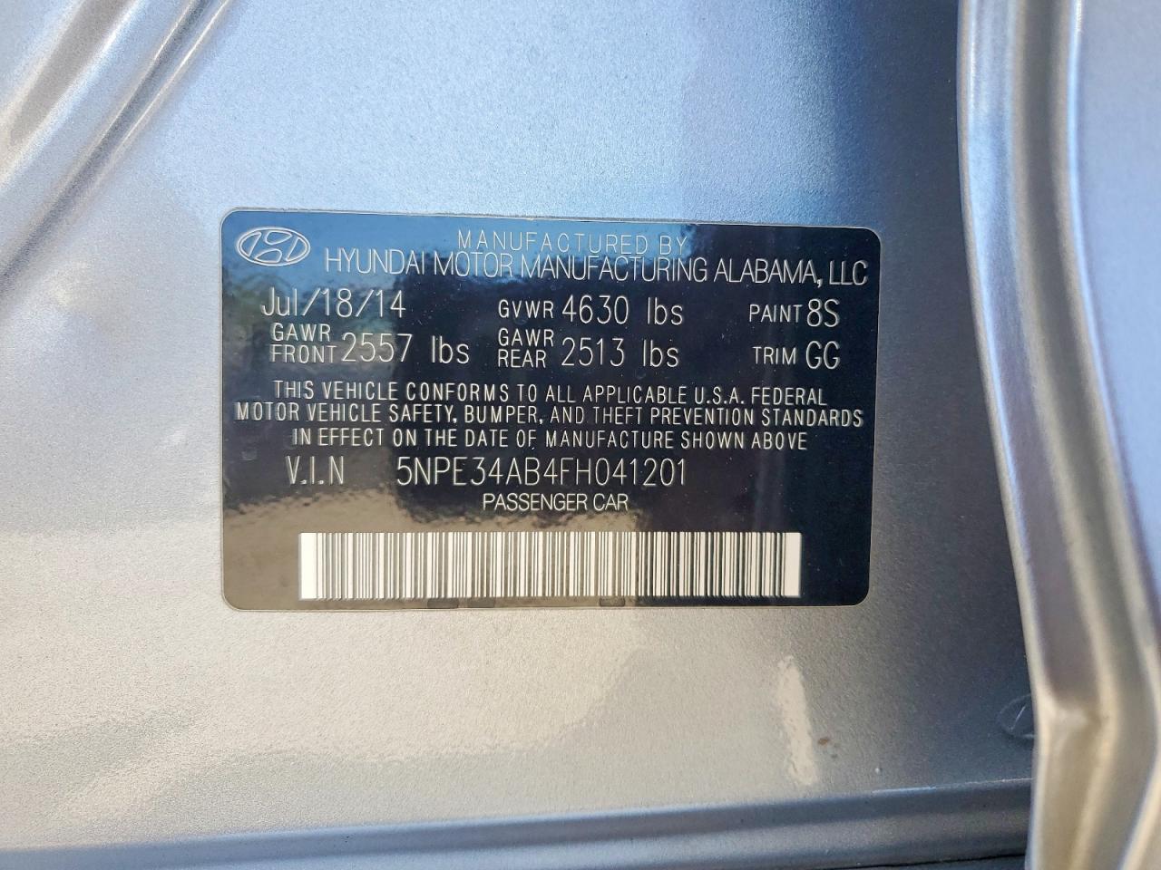 2015 Hyundai Sonata Sport 2.0t Silver vin: 5NPE34AB4FH041201