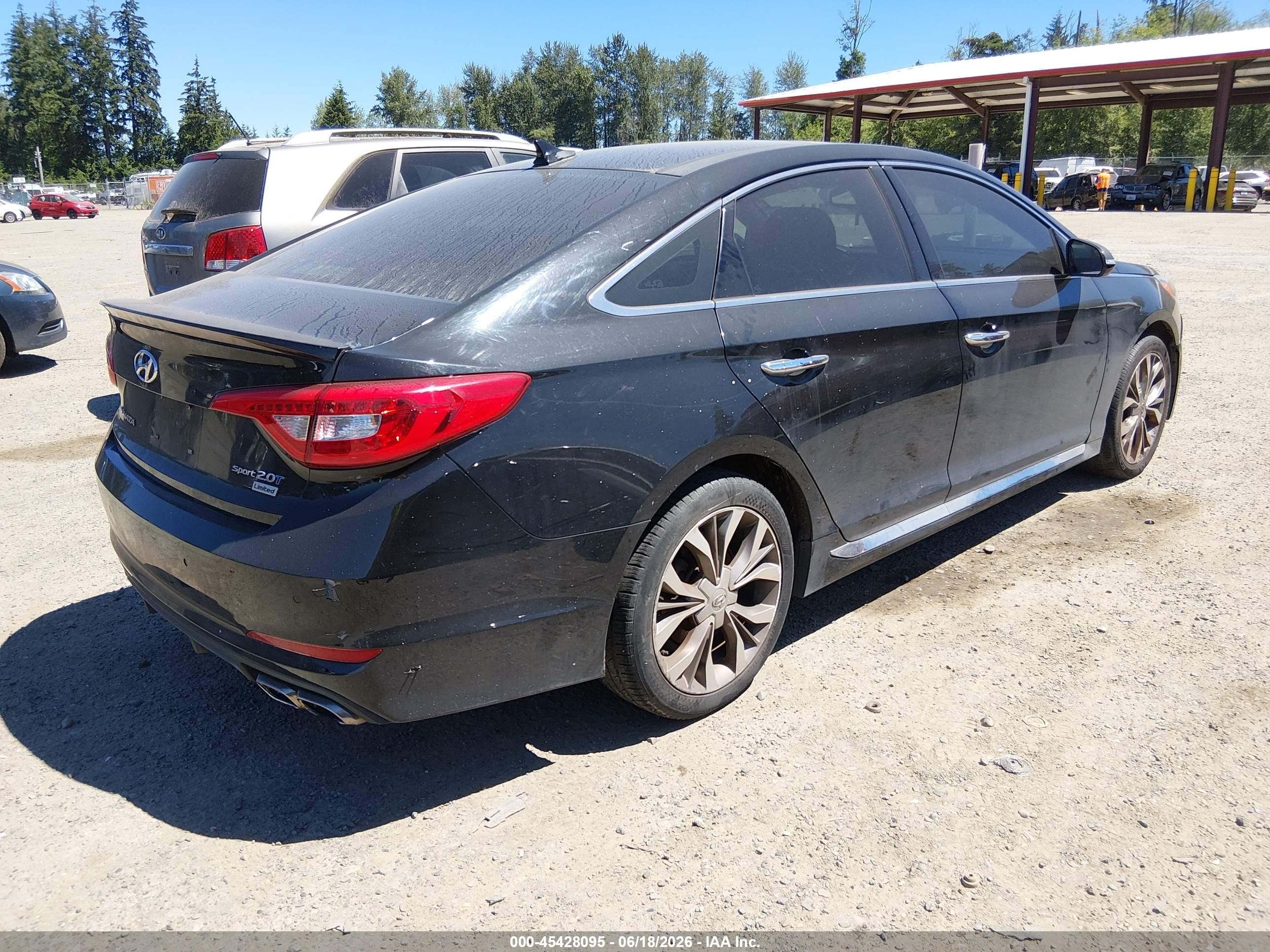 2015 Hyundai Sonata Limited 2.0t Black vin: 5NPE34AB4FH123476