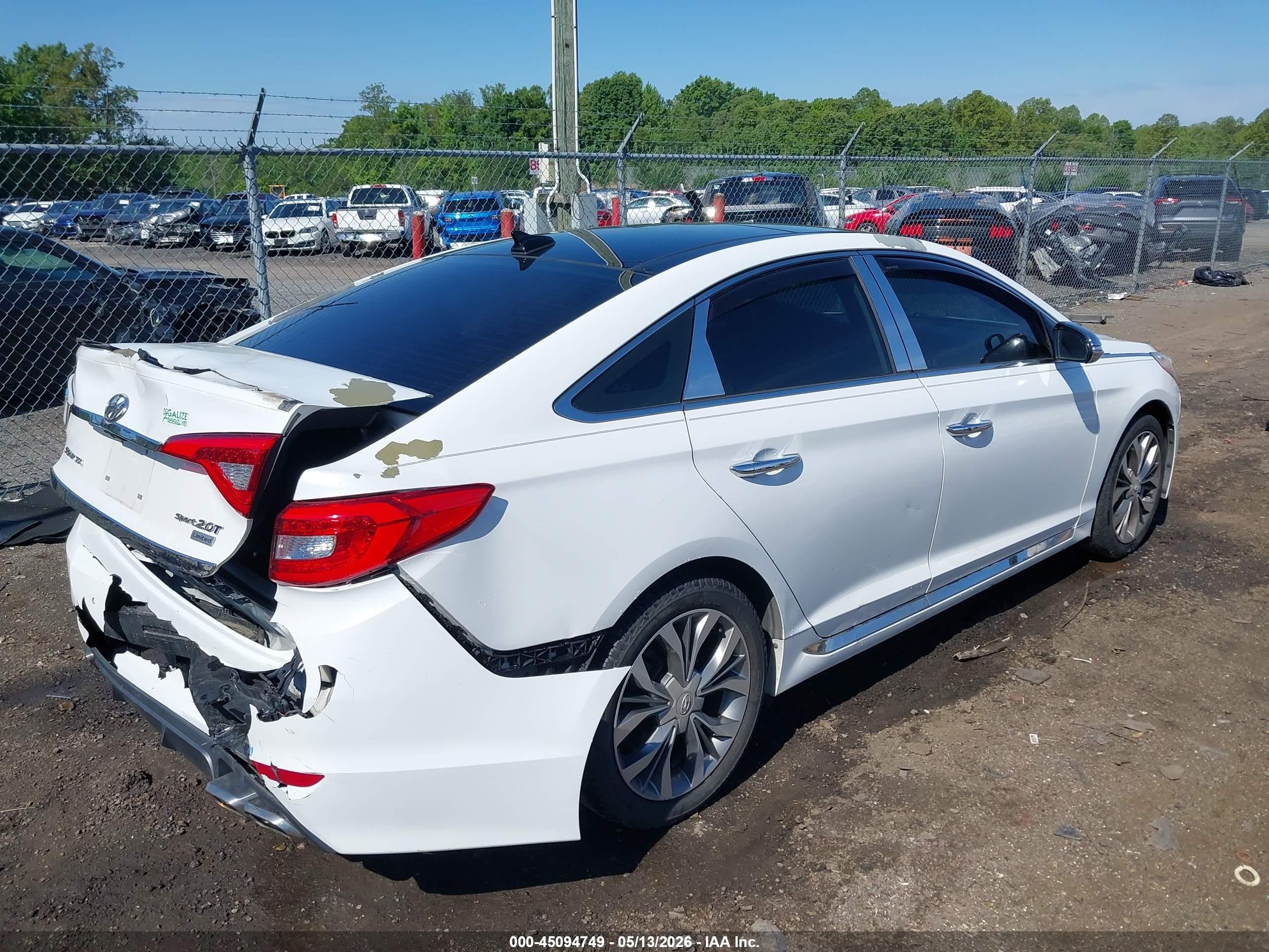 2015 Hyundai Sonata Limited 2.0t White vin: 5NPE34AB4FH180745