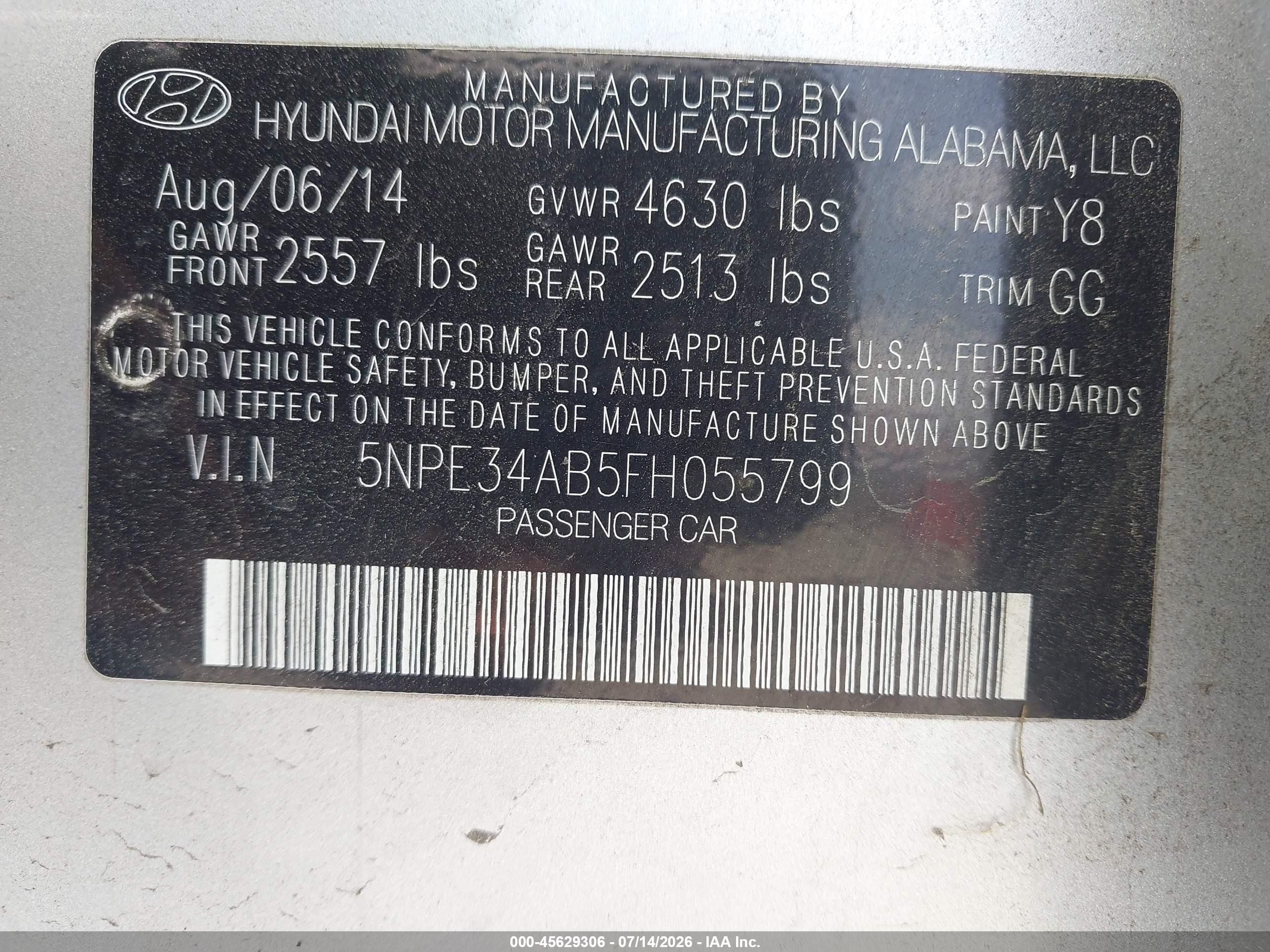 2015 Hyundai Sonata Sport 2.0t Серебряный vin: 5NPE34AB5FH055799