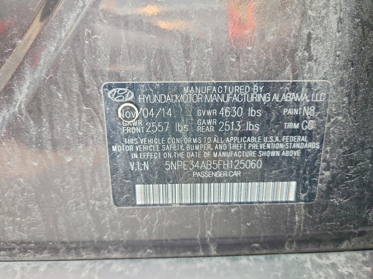 2015 Hyundai Sonata Limited 2.0t Gray vin: 5NPE34AB5FH125060