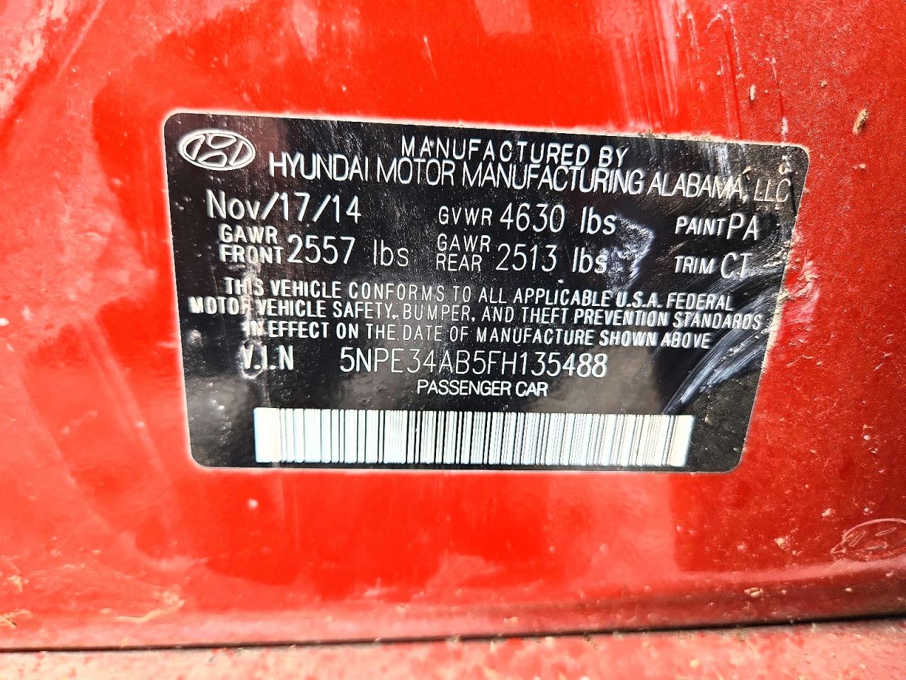 2015 Hyundai Sonata Limited 2.0t Orange vin: 5NPE34AB5FH135488