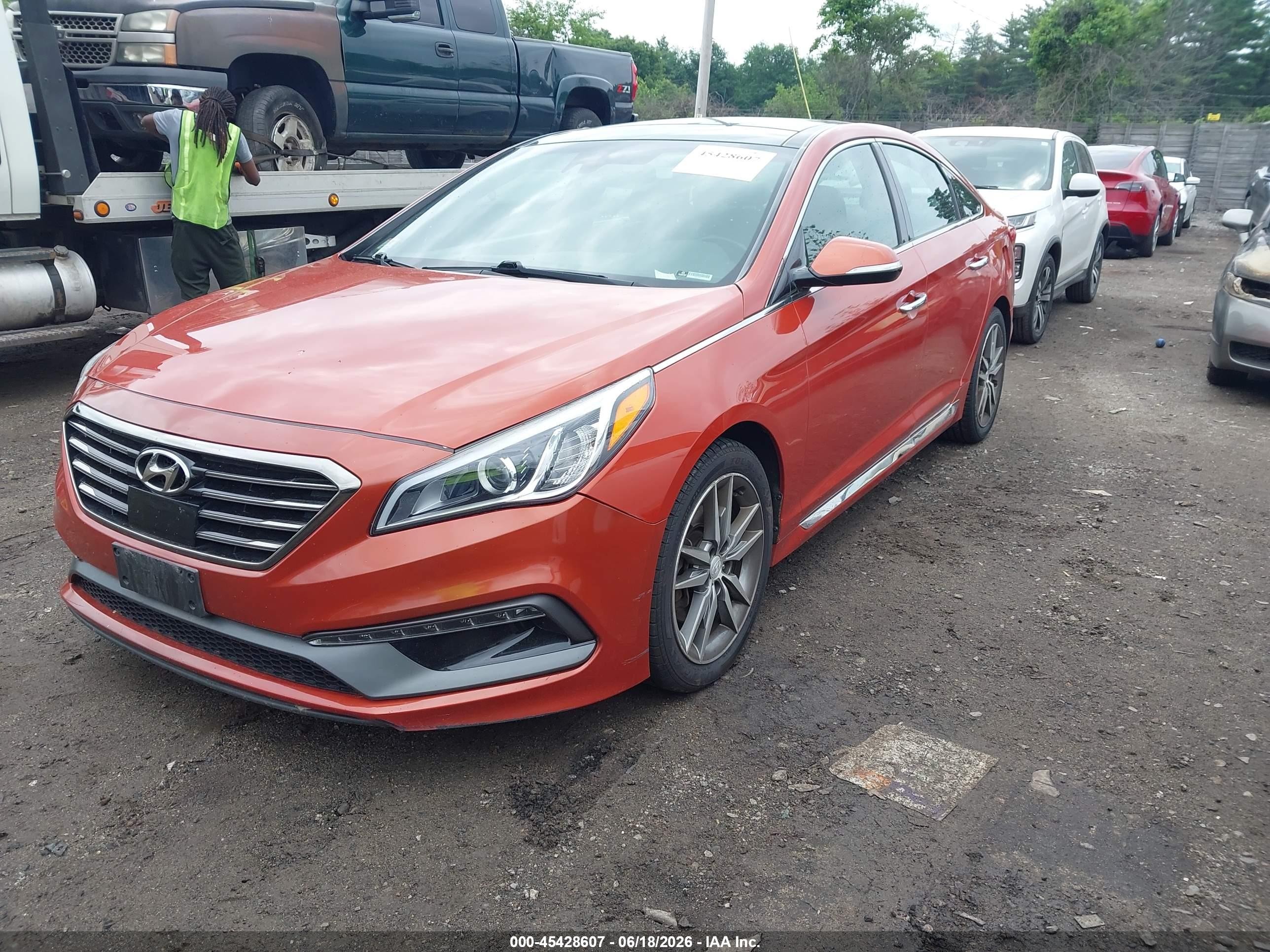 2015 Hyundai Sonata Sport 2.0t Orange vin: 5NPE34AB7FH054444